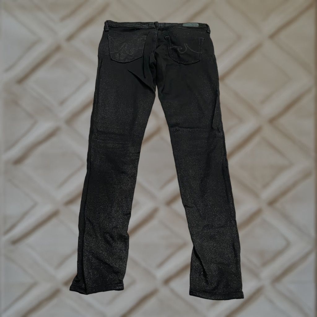 Vintage AG Adriano Goldschmied Jeans Jegging Womens 30R Black Mid Rise Glittered 30x29 Size 30" / US 8 / IT 44 - 1 Thumbnail