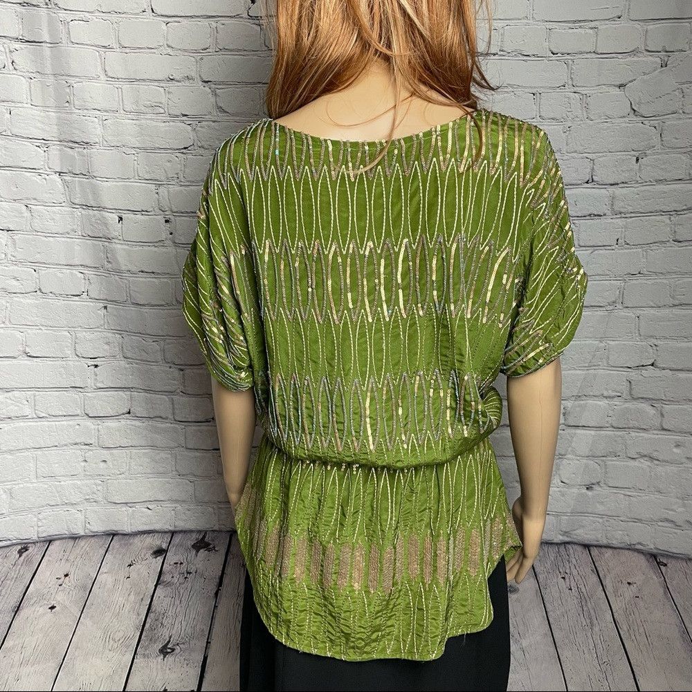 Other New Namrata Joshipura Green Silk Sequins Tunic Blouse Size Size S / US 4 / IT 40 - 5 Thumbnail