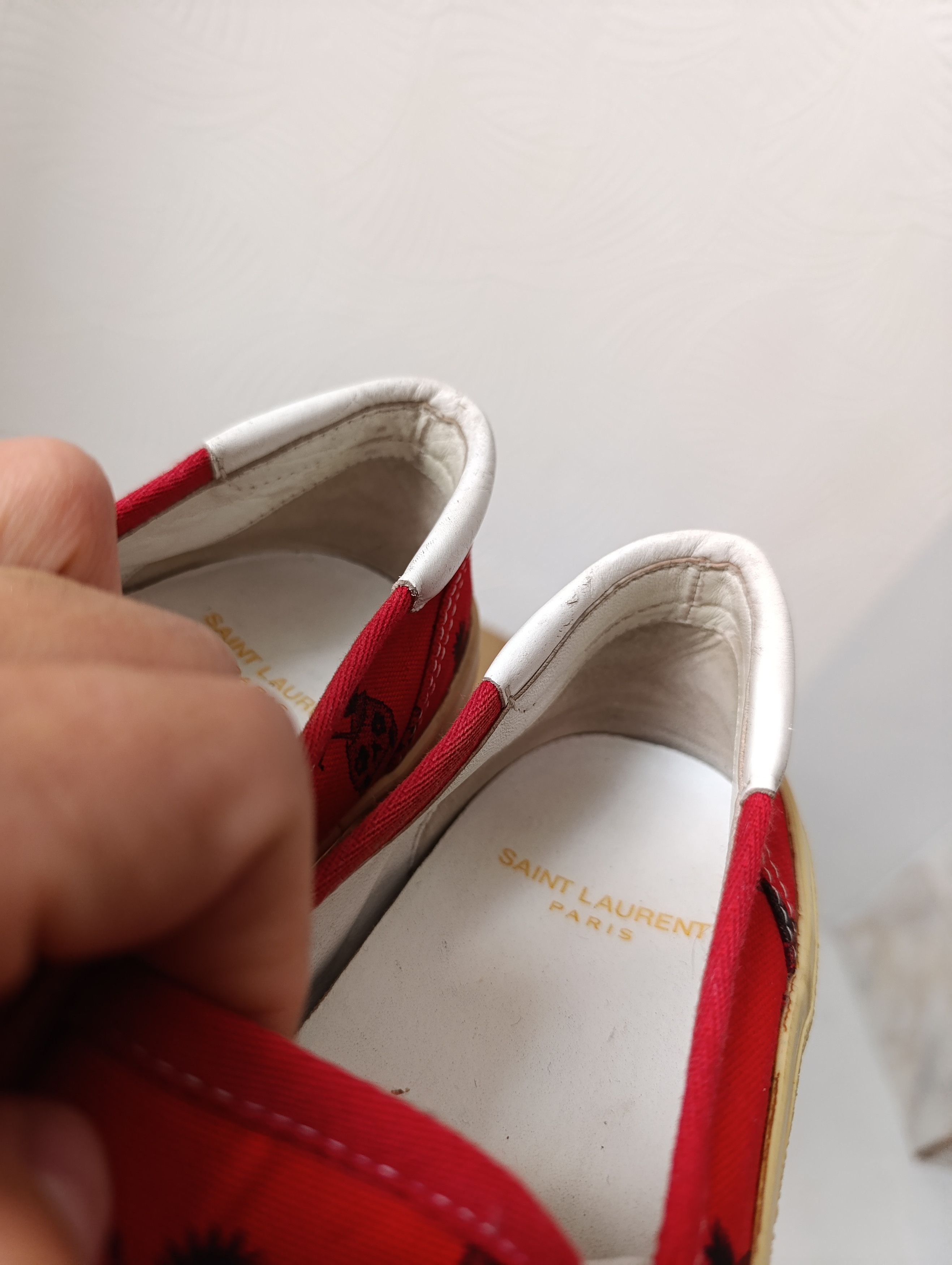 Saint Laurent Paris SAINT LAURENT RED SKULL PINEAPPLE SLIP-ON SNEAKERS Size US 7.5 / IT 37.5 - 15 Thumbnail