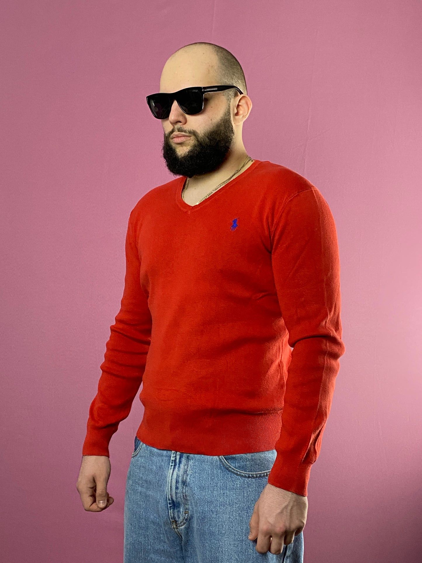 Ralph Lauren × Vintage 90s Ralph Lauren Vintage Men's Slim Fit V-Neck Sweater - M Size US M / EU 48-50 / 2 - 1 Thumbnail