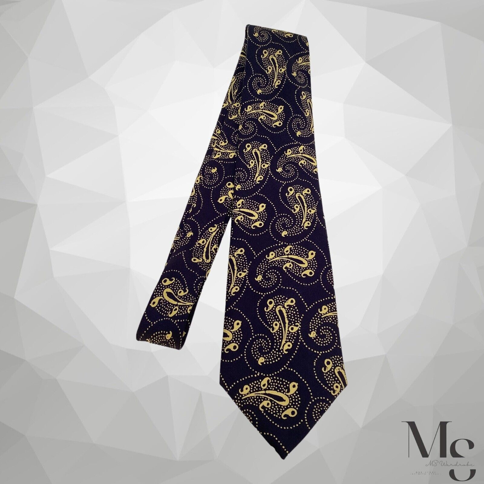 Turnbull & Asser TURNBULL & ASSER Navy Paisley Luxury Silk Tie Hand Made In E Size ONE SIZE - 4 Thumbnail
