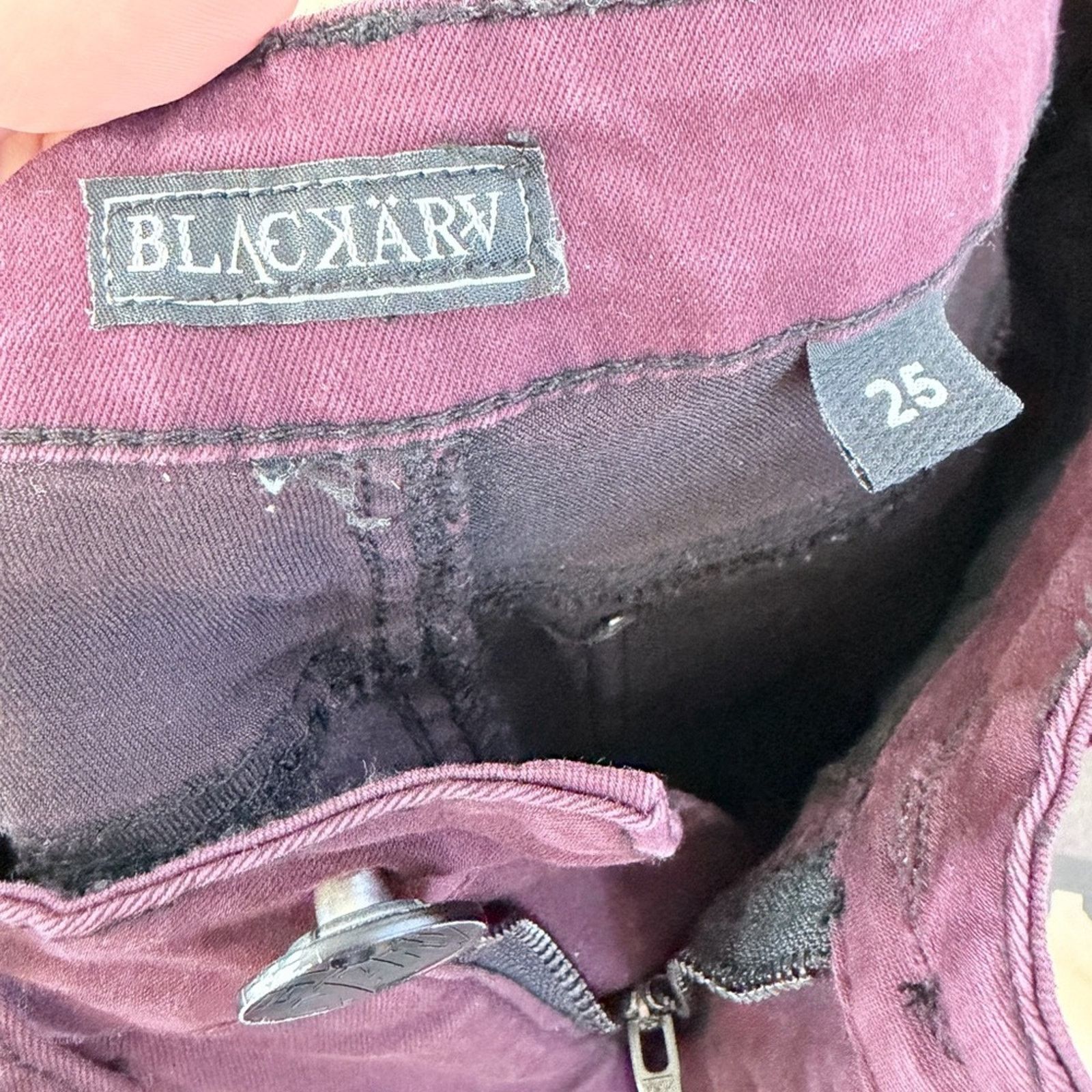 Other New Y2K Burgundy Maroon Jeans with Lace-Up Detail size 25 Size 25" / US 0 / IT 36 - 10 Thumbnail
