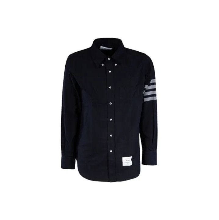 Thom Browne Thom Browne Classic Navy Long Sleeve Shirt Size US S / EU 44-46 / 1 - 1 Thumbnail