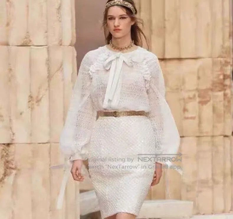 Chanel Chanel White sequin embroidered cotton casual skirt Size 24" / US 00 / IT 34 - 8 Thumbnail