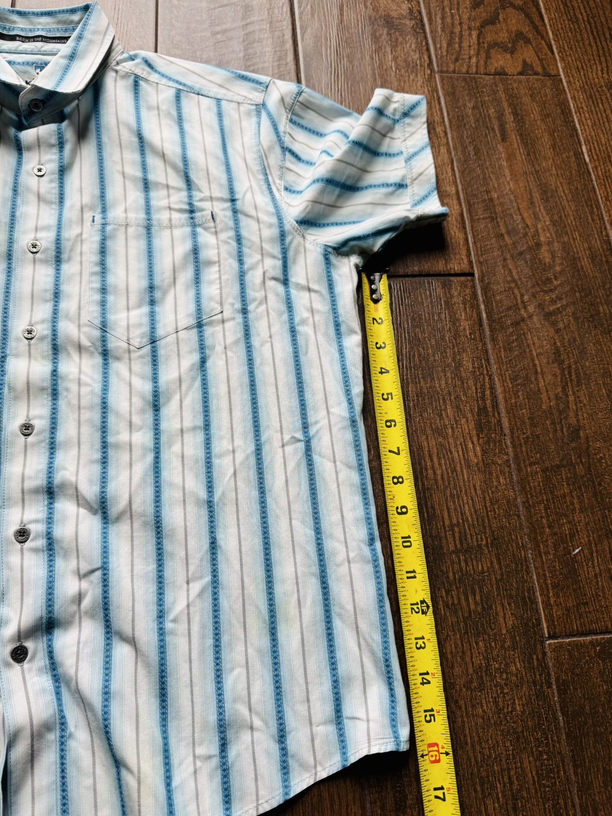 Kuhl KUHL Shirt Suncel Men L Button Up Short Sleeve Blue Striped Size US L / EU 52-54 / 3 - 5 Thumbnail