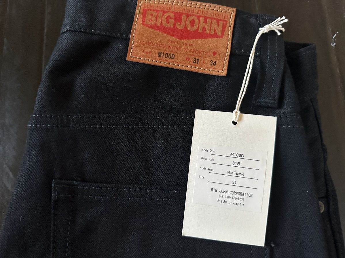 Big John × Japanese Brand Big John M106 Slim Tapered Leg Black Sulfur-Dyed Selvedge Size US 31 - 3 Thumbnail