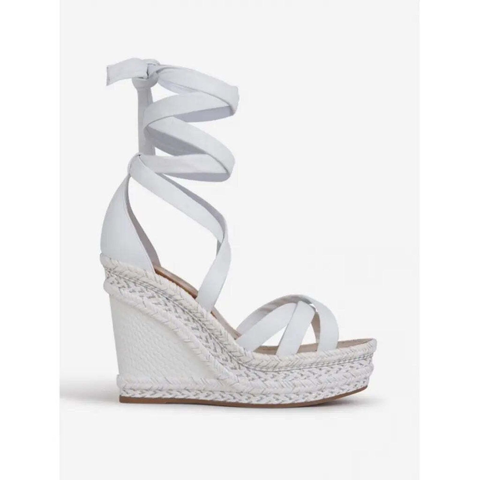 Christian Louboutin Lagoadonna 120 White Lace Up Platform Wedge Sandal Heel 41 Size US 11 / IT 41 - 5 Thumbnail