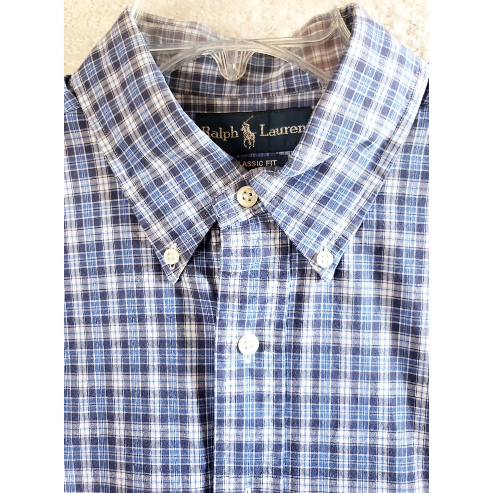 Ralph Lauren Ralph Lauren Mens Shirt Large Blue Plaid Classic Fit Performance Button Up Shirt Size US L / EU 52-54 / 3 - 4 Thumbnail