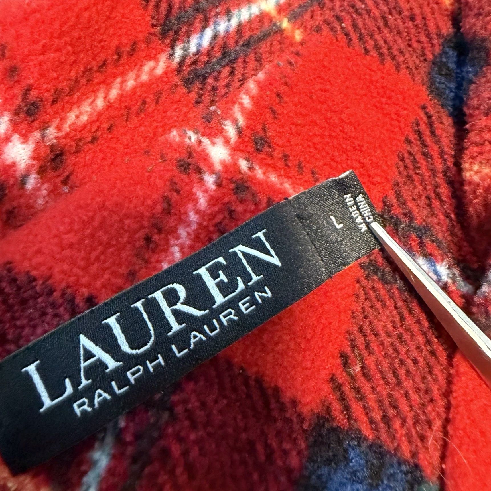 Ralph Lauren VINTAGE Ralph Lauren Pajama Set Womens Large Red Plaid Flannel 2pc Sleepwear Size ONE SIZE - 3 Thumbnail