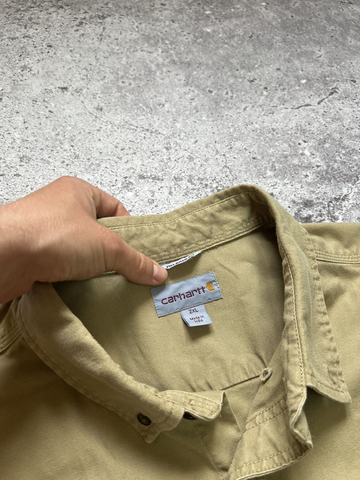 Carhartt × Vintage Vintage Carhartt Work Shirt Short Sleeve Beige Mens Size US XXL / EU 58 / 5 - 7 Thumbnail