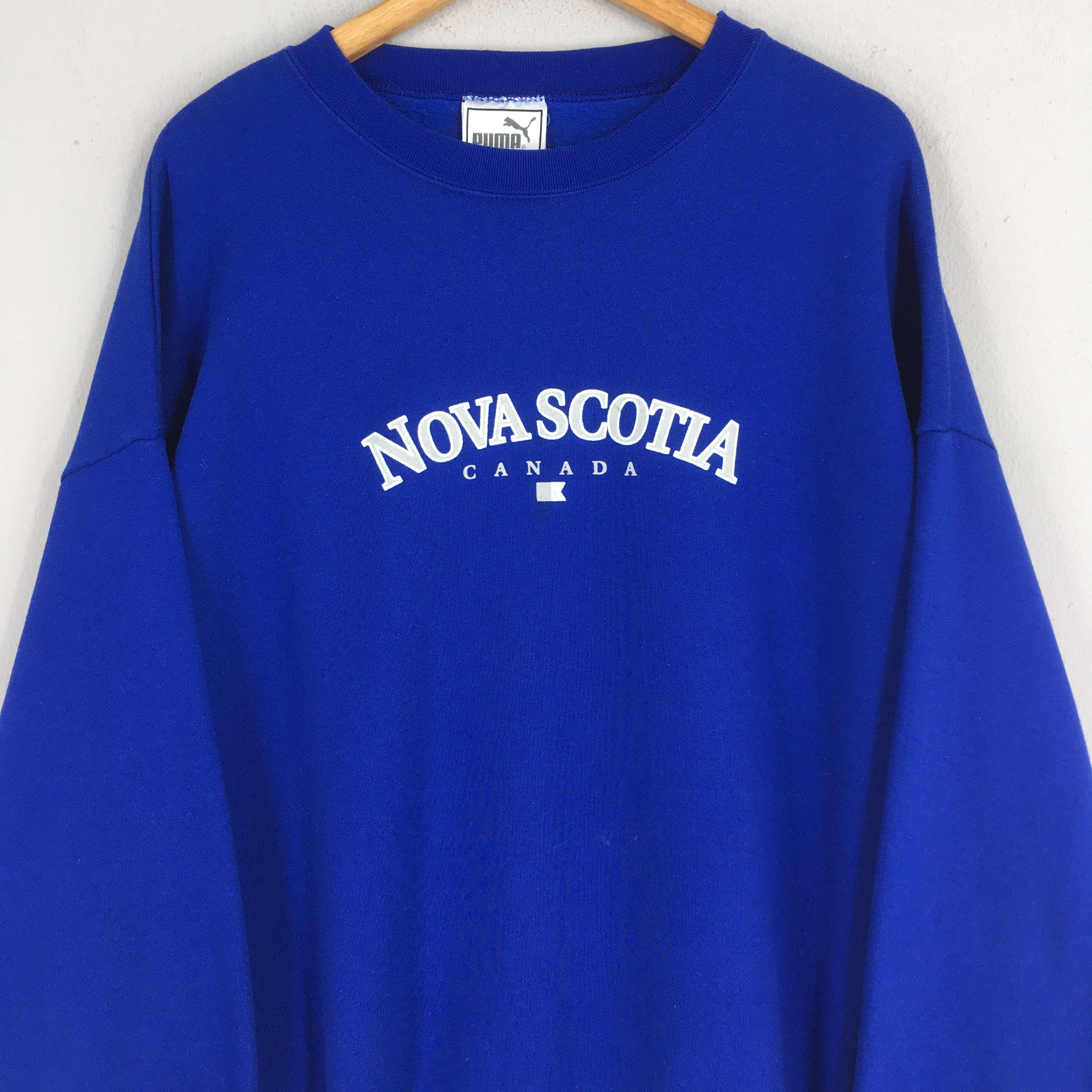 Puma Vintage Nova Scotia Canada Blue Sweatshirt 3XLarge Size US XXL / EU 58 / 5 - 2 Thumbnail