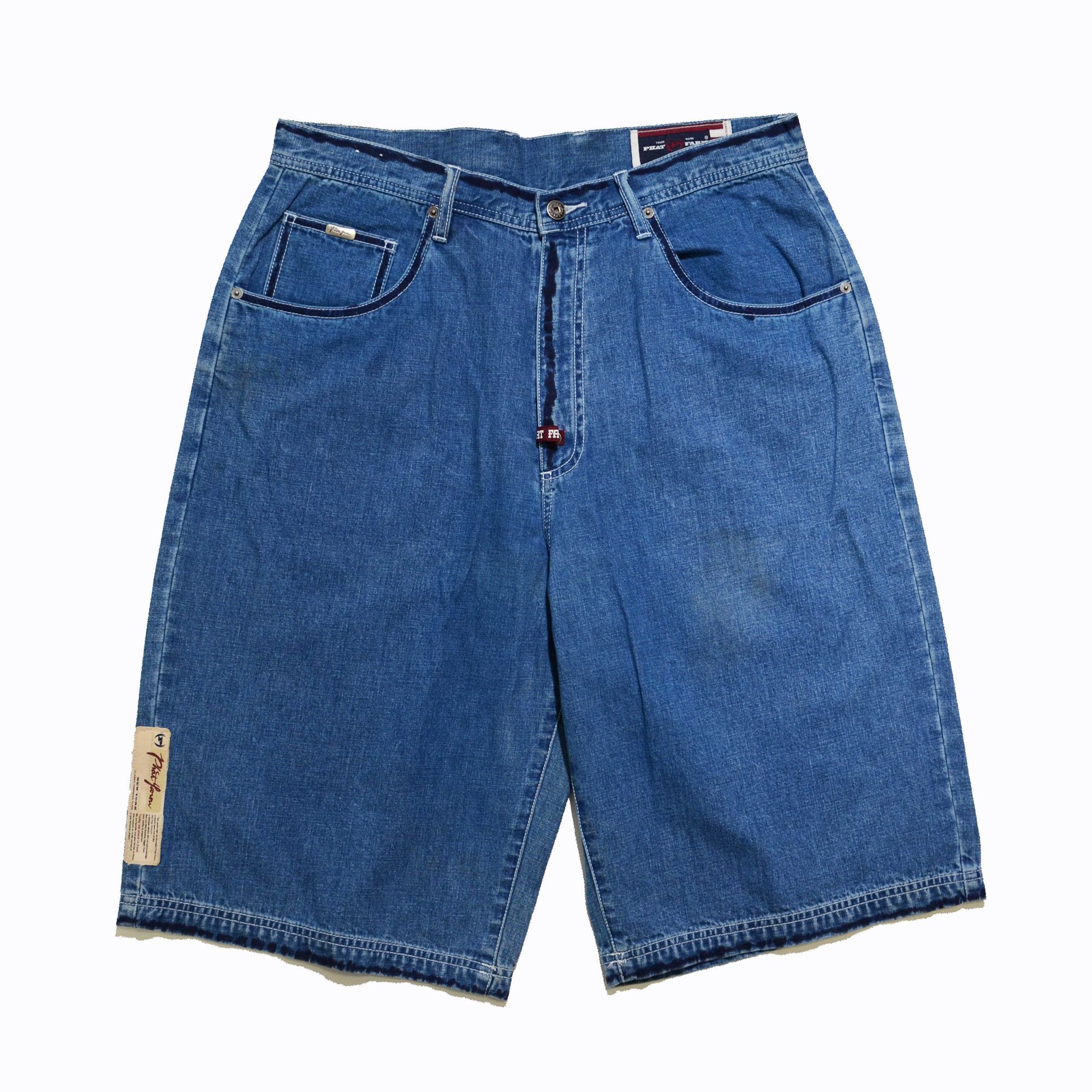 Phat Farm [Color Defects] Phat Farm Denim Shorts 90s Hiphop Streetwear Size US 34 / EU 50 - 1 Thumbnail