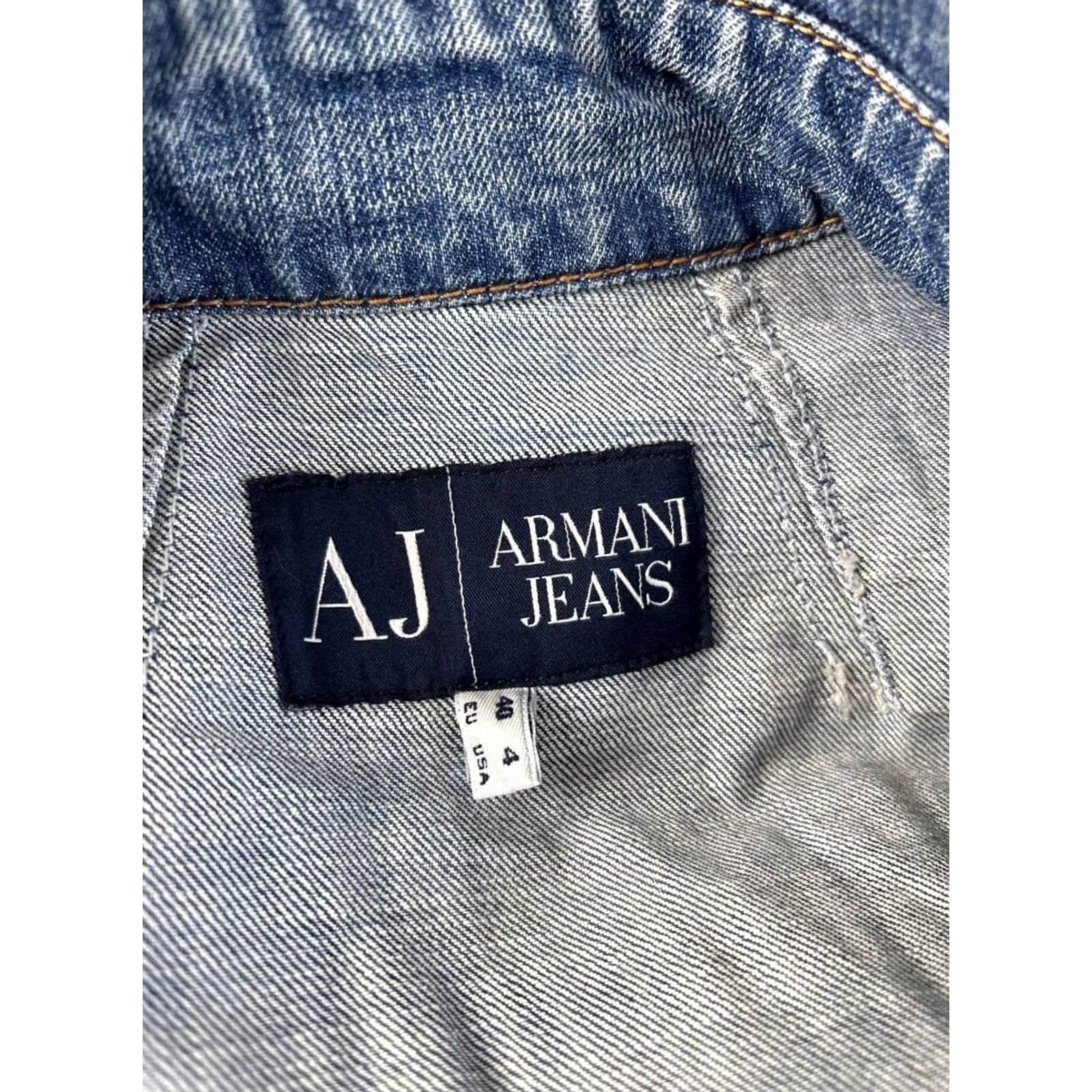 Vintage Armani Jeans Womens Denim Jacket Regular Size 40 Blue Cotton Long Sleeve Button Up Jacket Size S / US 4 / IT 40 - 3 Thumbnail