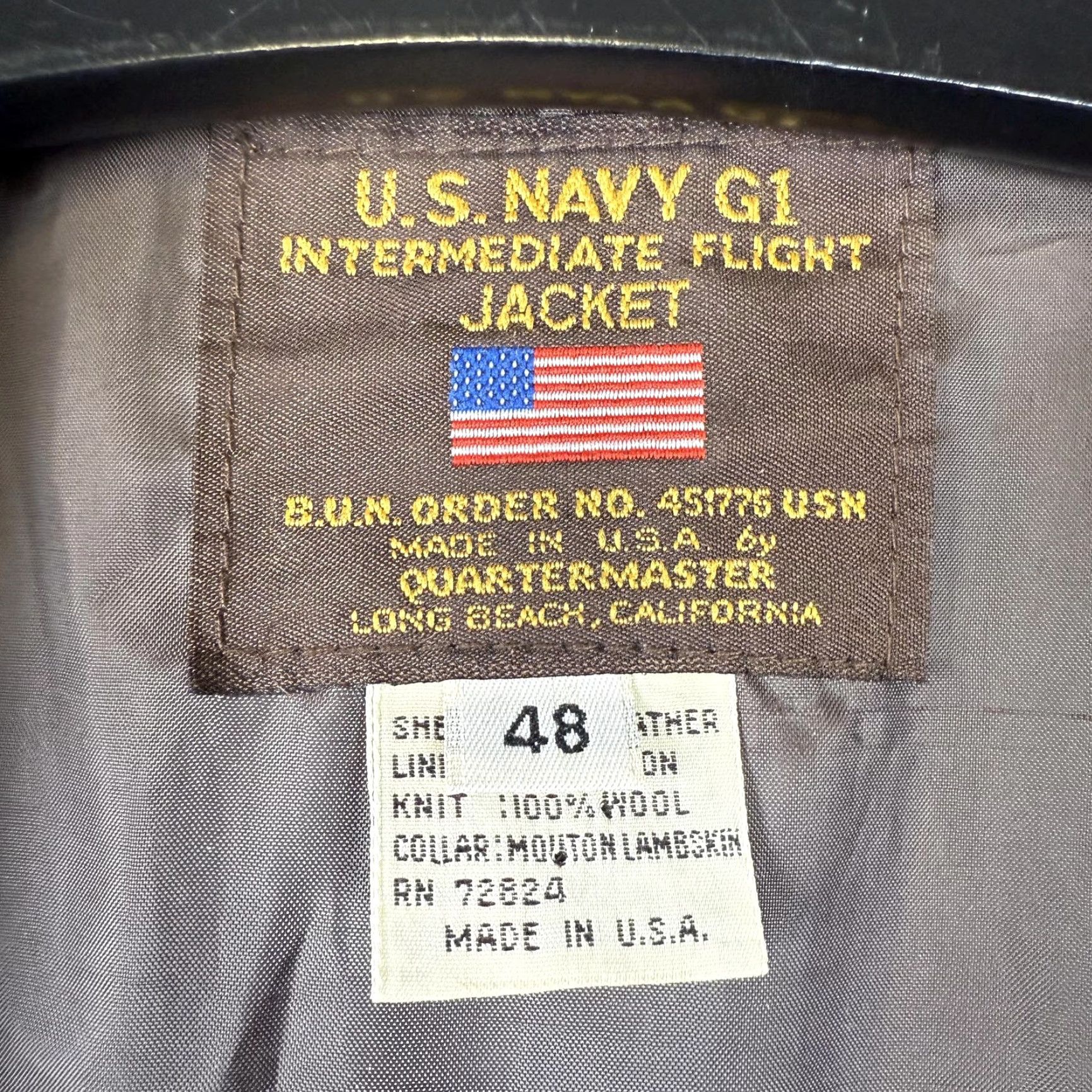 Vintage VINTAGE US NAVY G1 INTERMEDIATE FLIGHT JACKET Lambskin Wool Mouton Collar Men XXL Leather Bomber Jacket Coat Black Mens Size US XXL / EU 58 / 5 - 2 Thumbnail