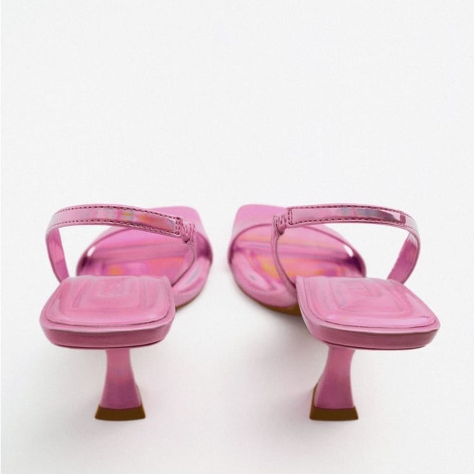 Zara ZARA IRIDESCENT HEELED SANDALS PINK Size US 8 / IT 38 - 3 Thumbnail