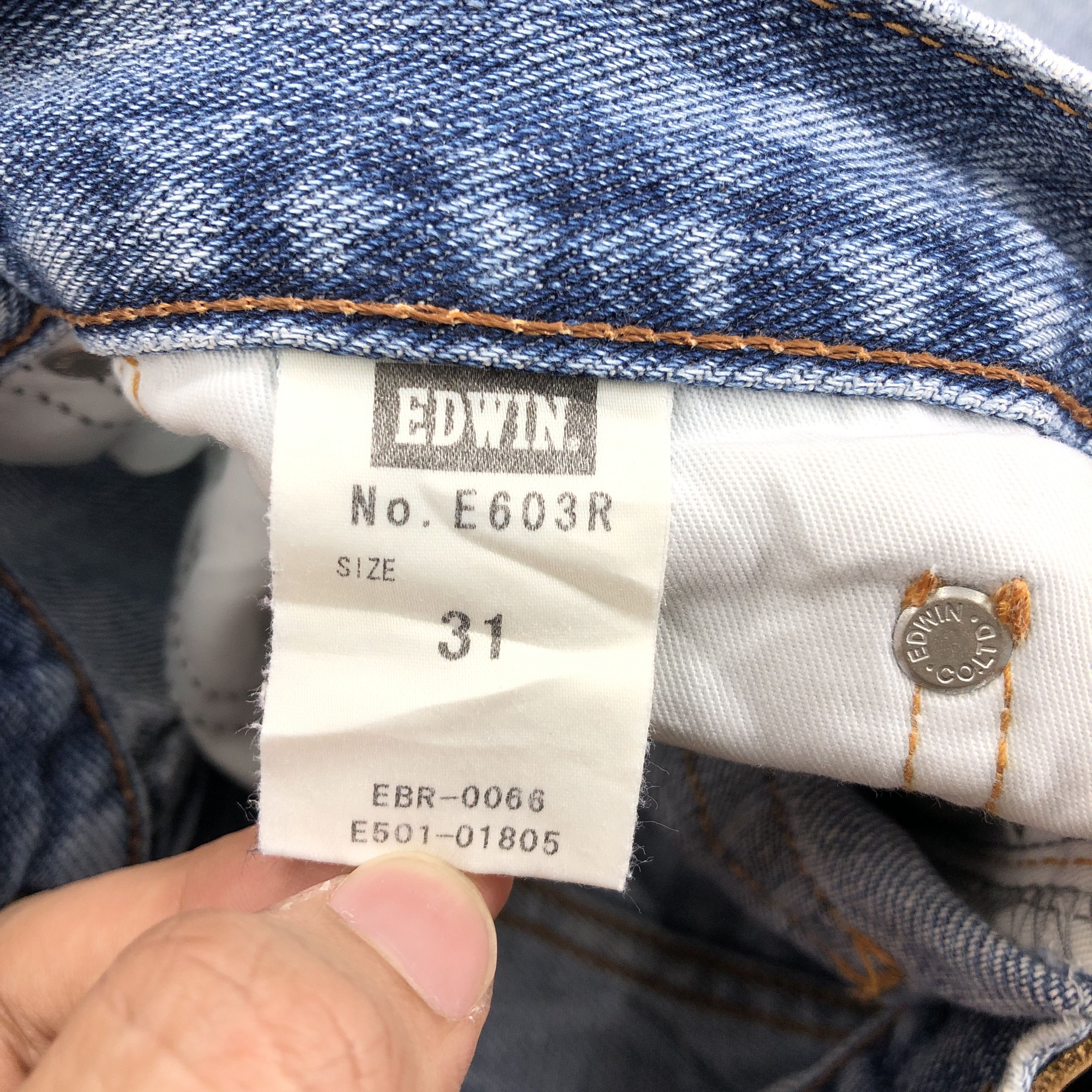 Edwin × Vintage 32 x 28.5 Vintage Edwin Blue Wash Jeans L1383 Size US 32 / EU 48 - 8 Thumbnail