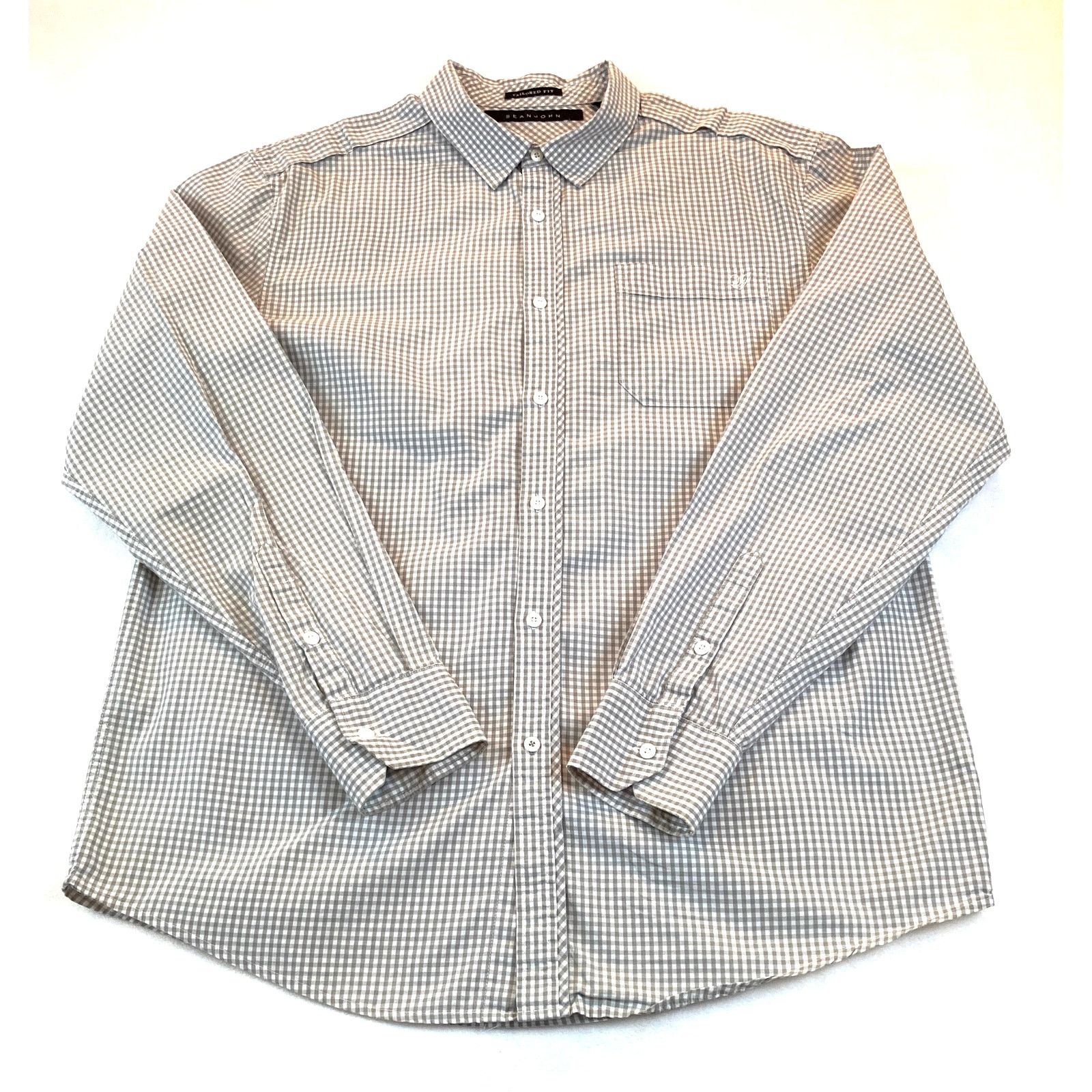 Sean John Sean John 2XL Long Sleeve Tailored Shirt Pocket Gray Check Size US XXL / EU 58 / 5 - 1 Thumbnail