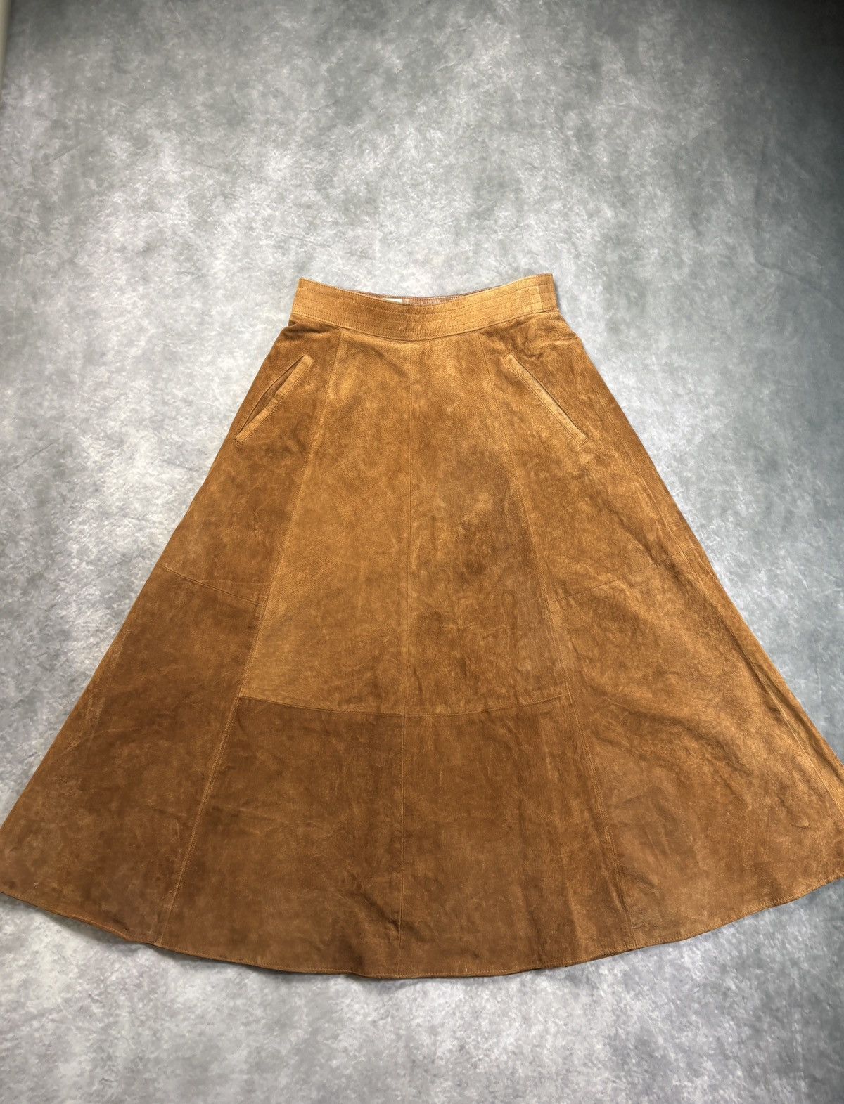 Leather × Marks & Spencer × Vintage 1960s Vintage Suede Skirt 1970s Suede Maxi Skirt St. Michael Size 28" / US 6 / IT 42 - 18 Thumbnail