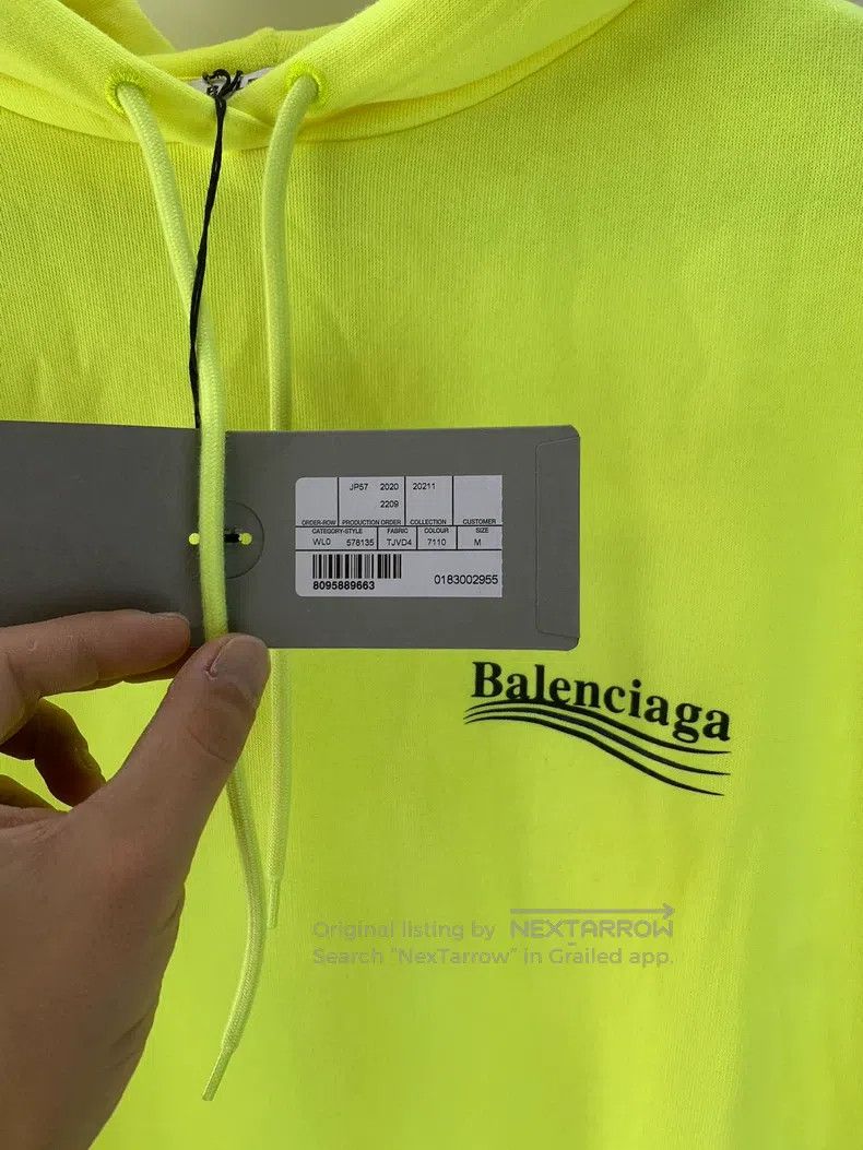 Balenciaga Balenciaga Neon Yellow Hooded Sweatshirt Size US M / EU 48-50 / 2 - 6 Thumbnail