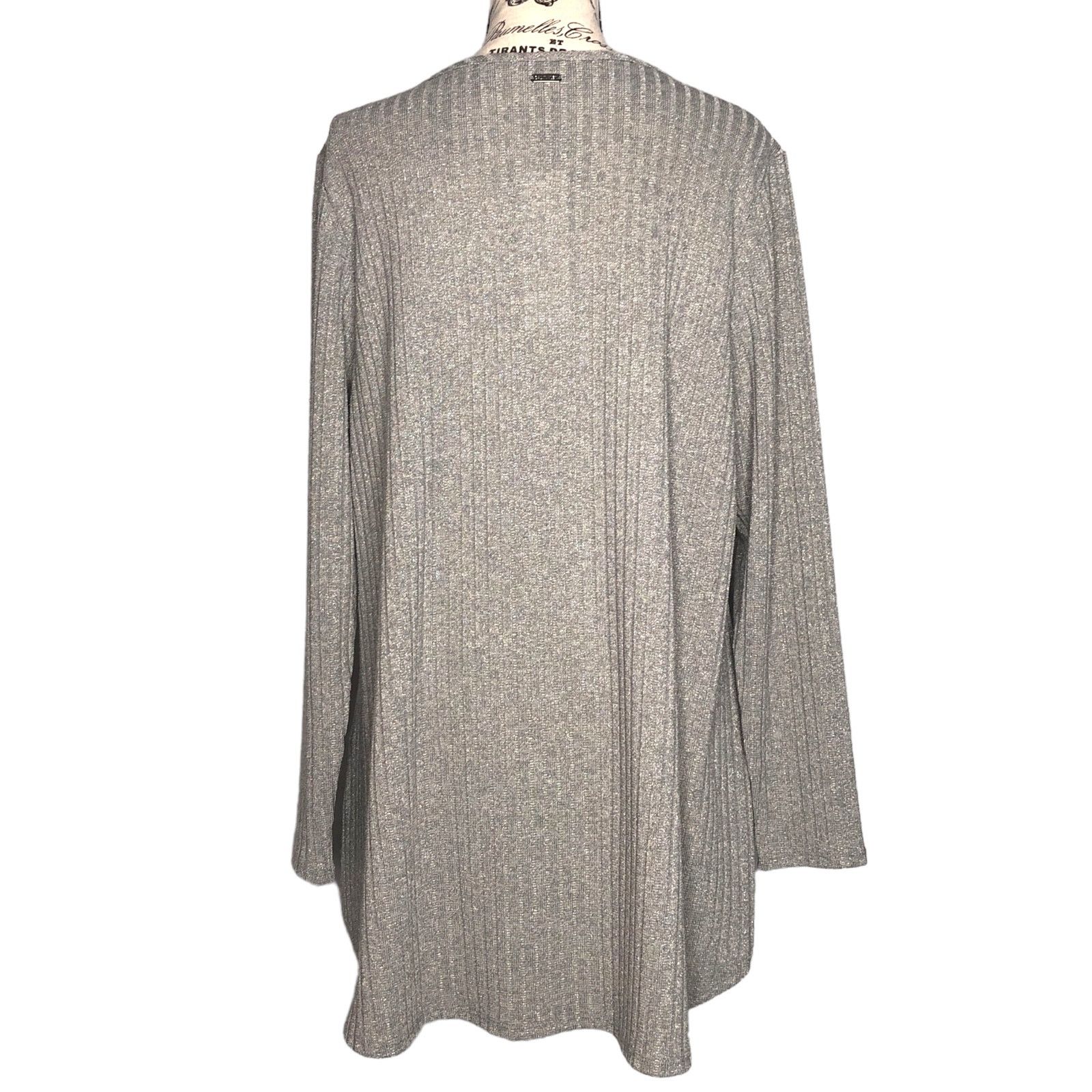 Calvin Klein Lightweight Round Hem Sparkly Crew Neck Ribbed Knit Sweater Size XL / US 12-14 / IT 48-50 - 5 Thumbnail