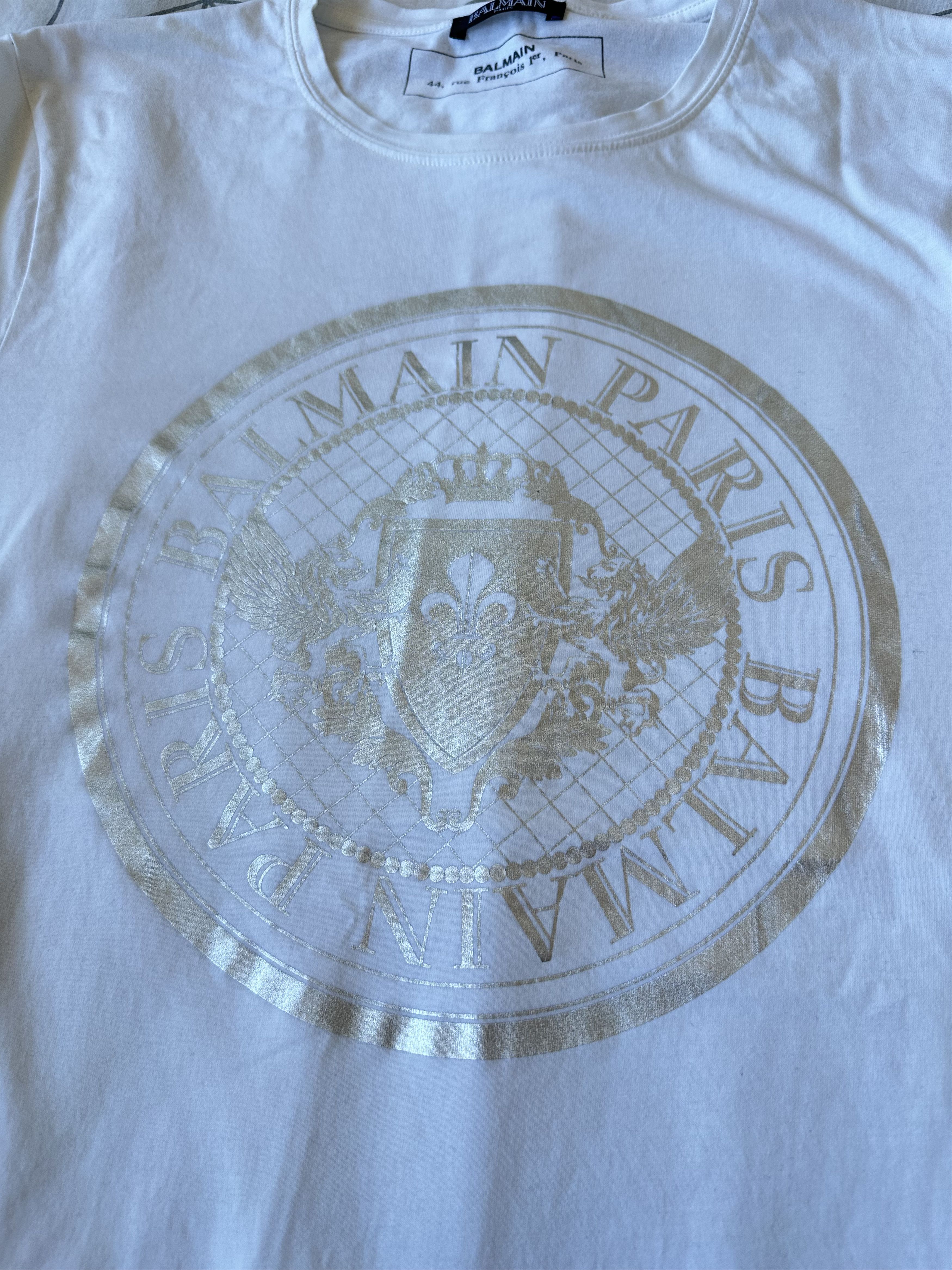 Balmain Balmain Coing Logo White Cotton T shirt Size US L / EU 52-54 / 3 - 2 Thumbnail