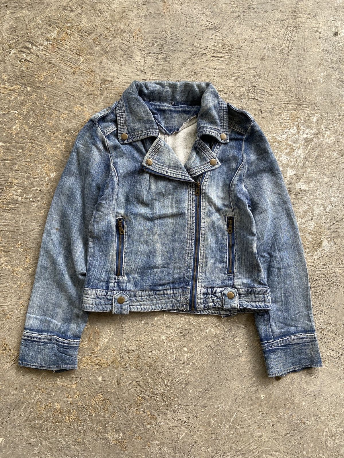 If Six Was Nine 2000s HCMII - Vkei Style Mud Wash Riders Jacket Size M / US 6-8 / IT 42-44 - 2 Thumbnail