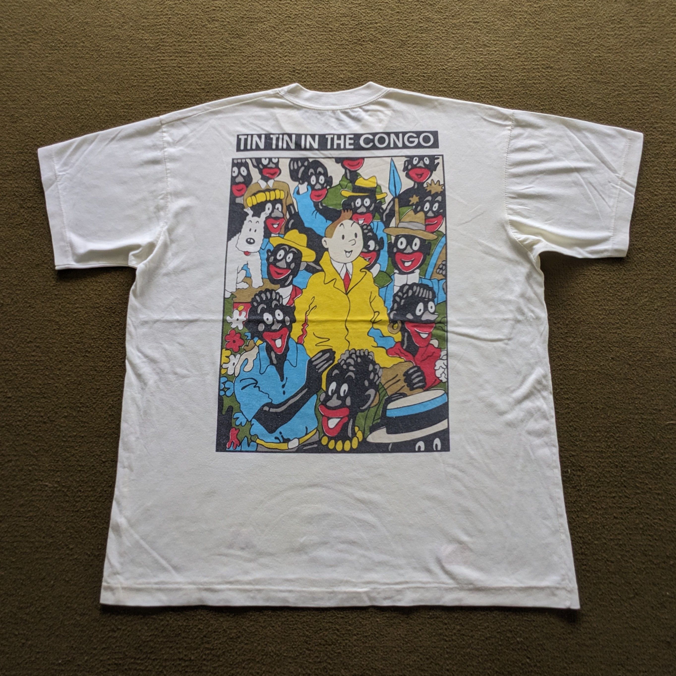 Vintage Vintage 90's Tintin In The Congo American Cartoon T-shirt Size US XL / EU 56 / 4 - 1 Thumbnail