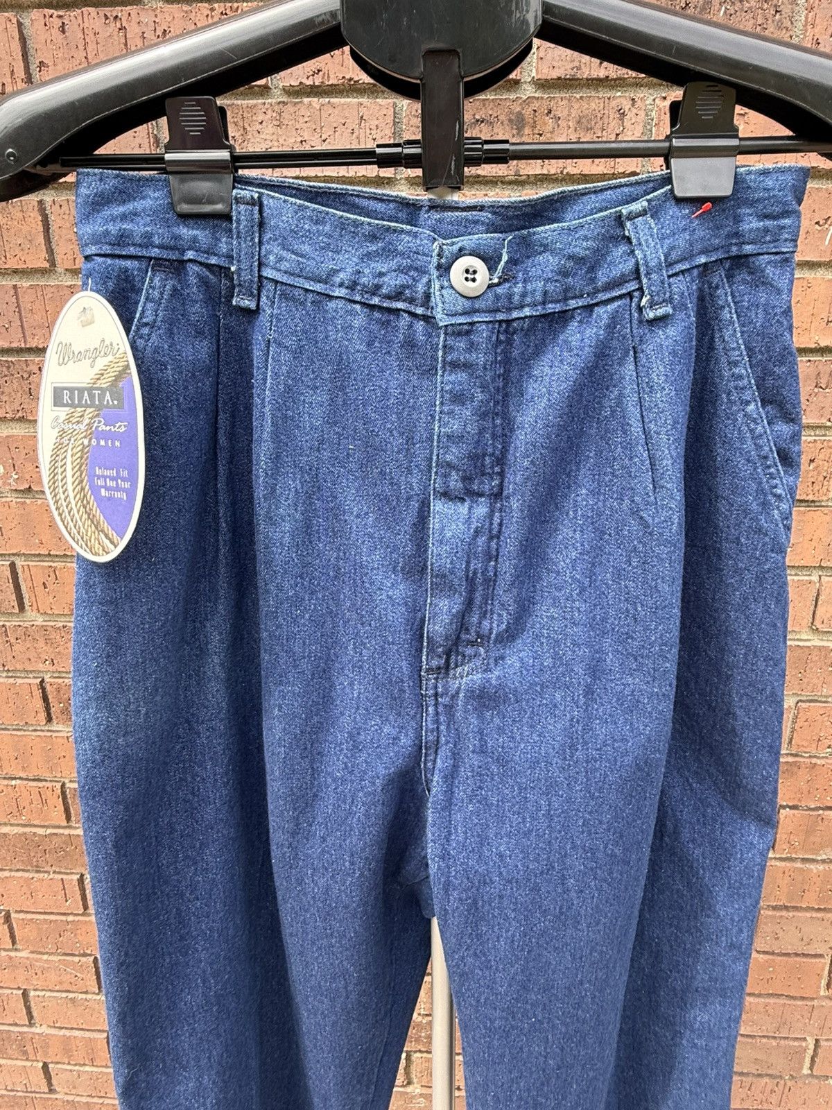 Wrangler VTG Wrangler Riata Dark Denim Pleated Pants Relaxed Jeans Size 29" - 5 Thumbnail