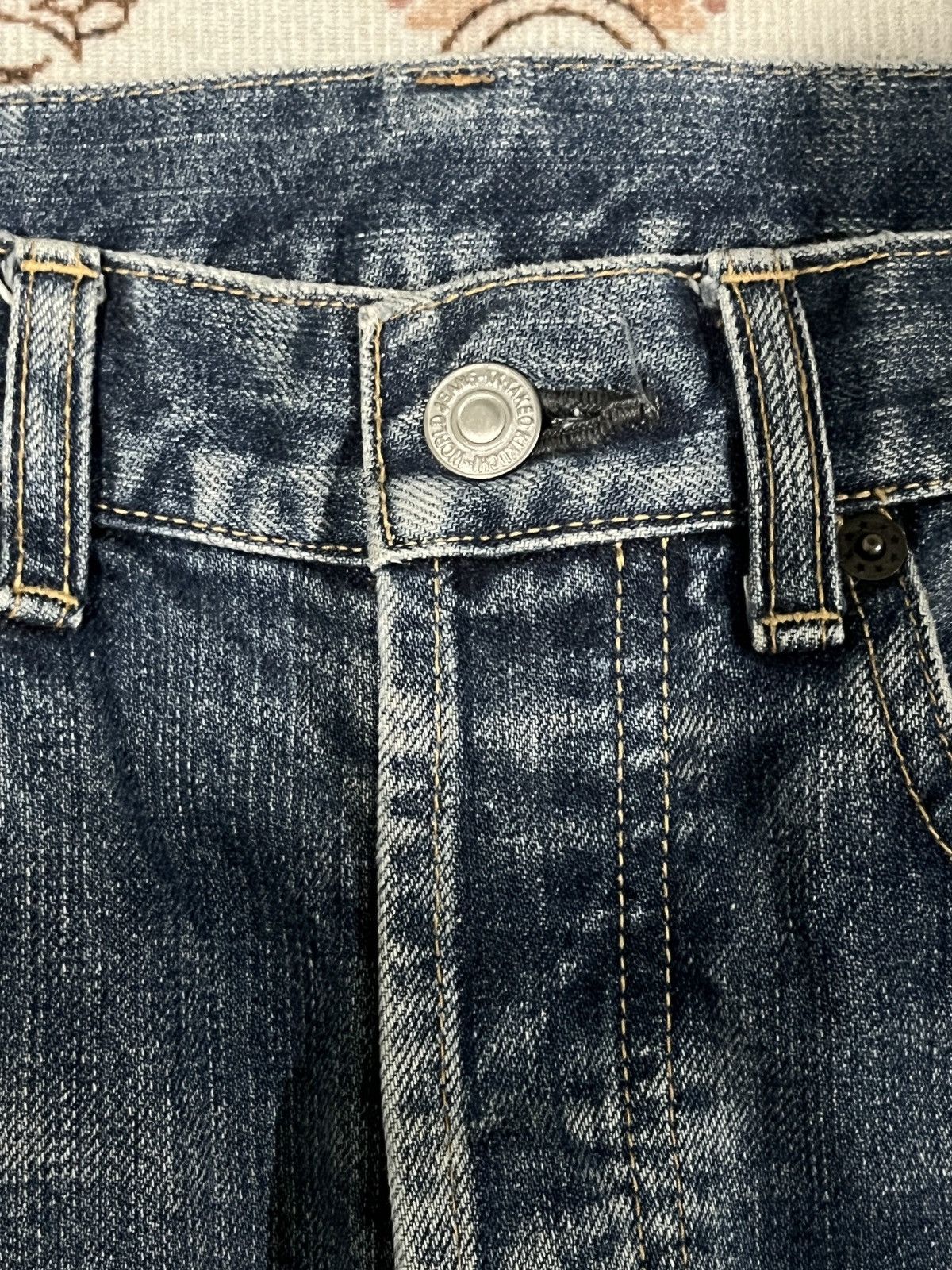 Japanese Brand WASHED DENIM PAINT SPLATTER DISTRESSED JEANS NOT HELMUT LANG Size US 31 - 15 Thumbnail