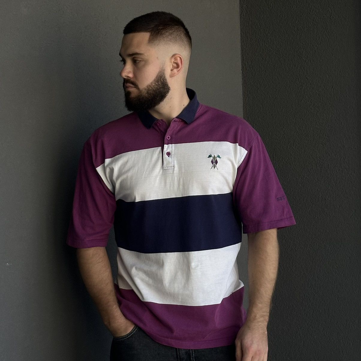 Japanese Brand × Vintage Vintage Japanese Style Polo Avantgarde Grunge Y2K 00s Size US L / EU 52-54 / 3 - 1 Thumbnail