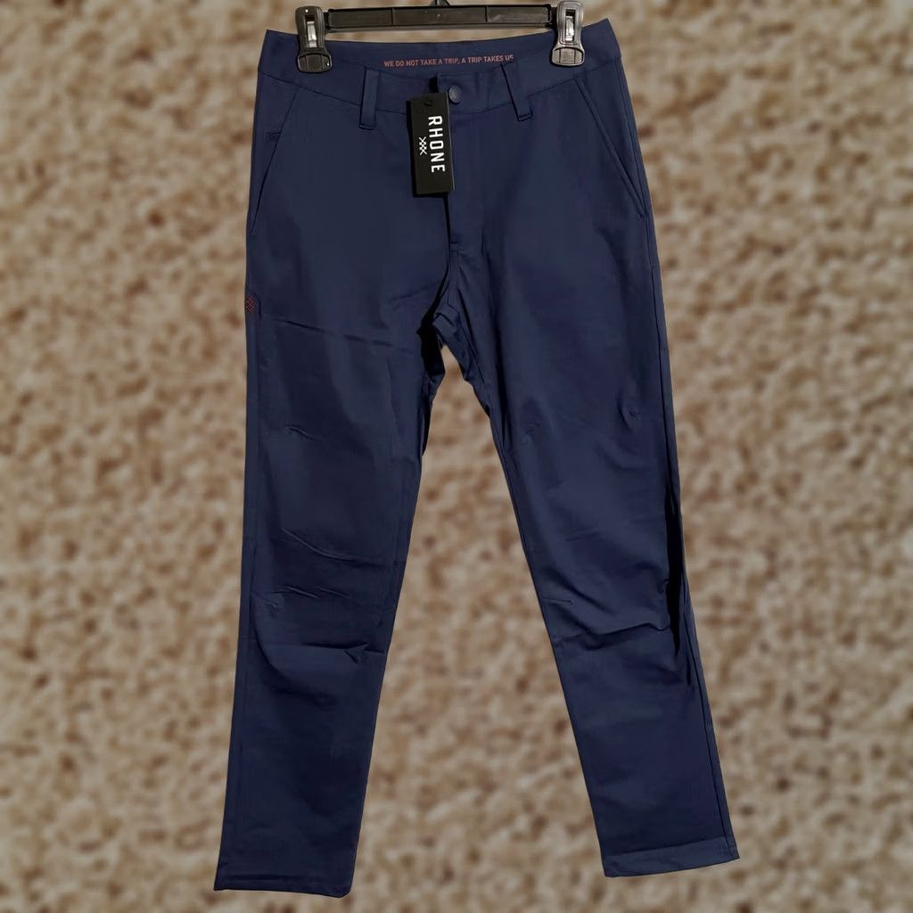 Rhone Rhone Commuter Pant Athletic Casual Navy Blue Khaki Pants - Men 28 Slim Straight Inseam 33 Navy Mens Brand New Size US 28 / EU 44 - 1 Thumbnail