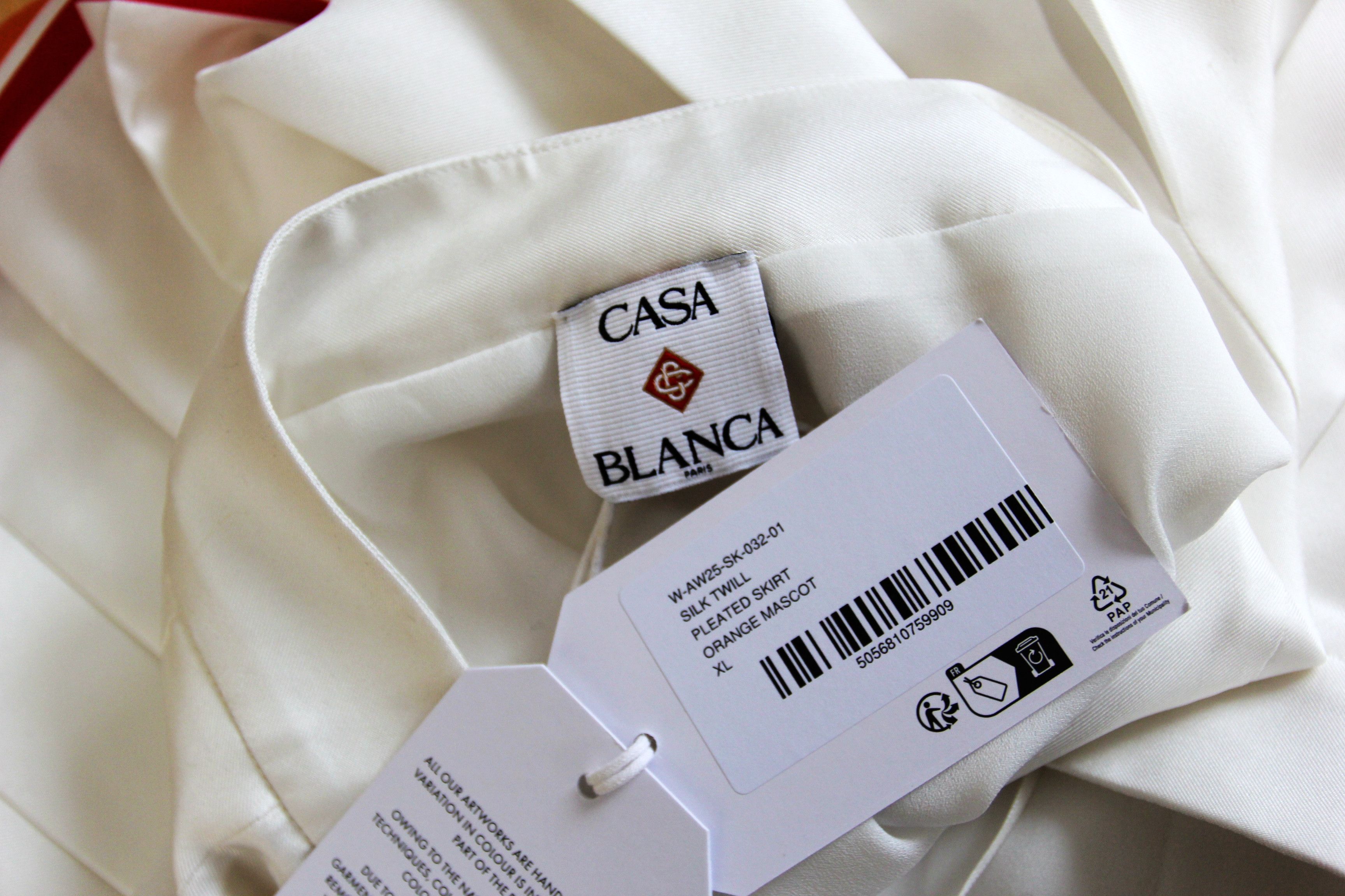 Casablanca BNWT AW25 CASABLANCA SILK TWILL PLEATED SKIRT XL Size 35" - 8 Thumbnail