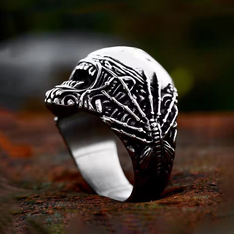 Jewelry Unique Spider Skull Ring Gothic Size 7-13 Size ONE SIZE - 4 Thumbnail