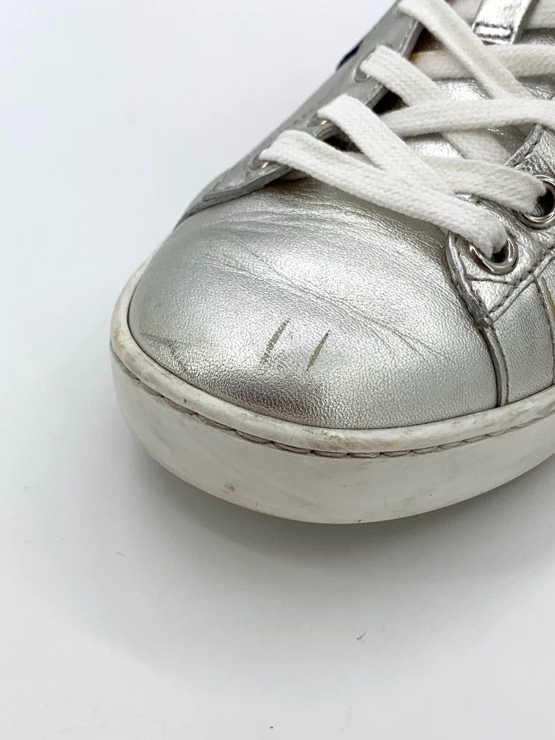 Gucci Gucci Size 36 Ace Series Silver Leather Red Tail Puppy Embr Size US 5 / EU 37 - 8 Thumbnail