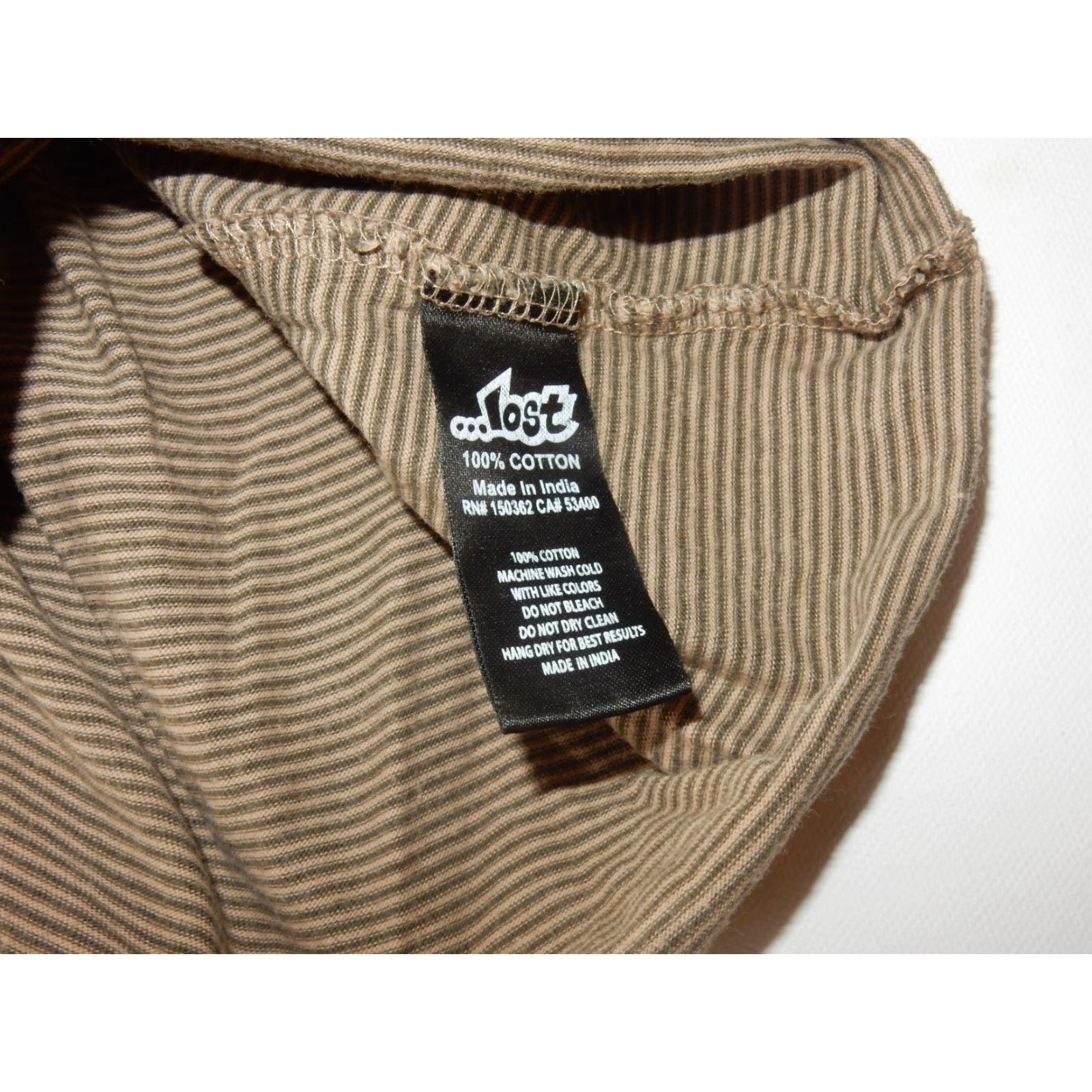 Vintage Lost Men’s T-Shirt Striped Short Sleeve Cotton Brown Size L MEXS? Size US L / EU 52-54 / 3 - 4 Thumbnail