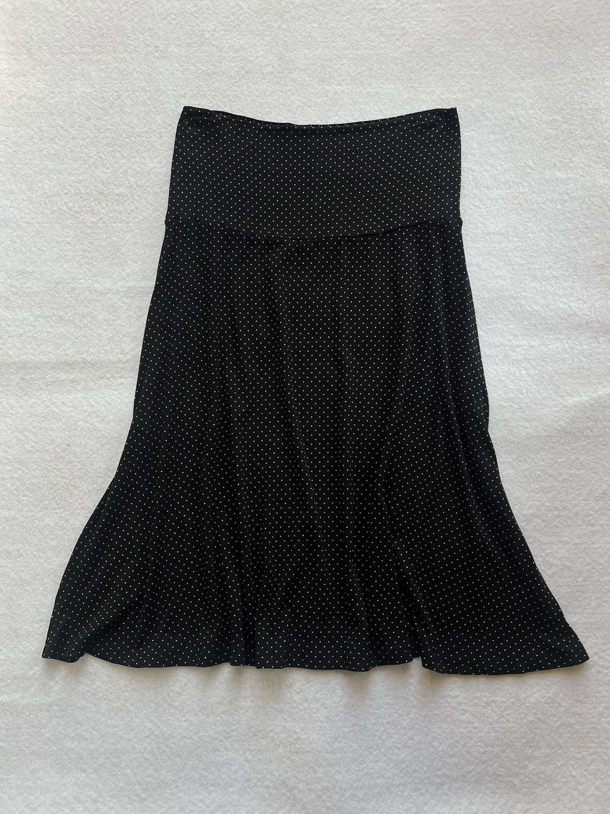 2000s Agnes B. Black Rayon Polka Dot Skirt