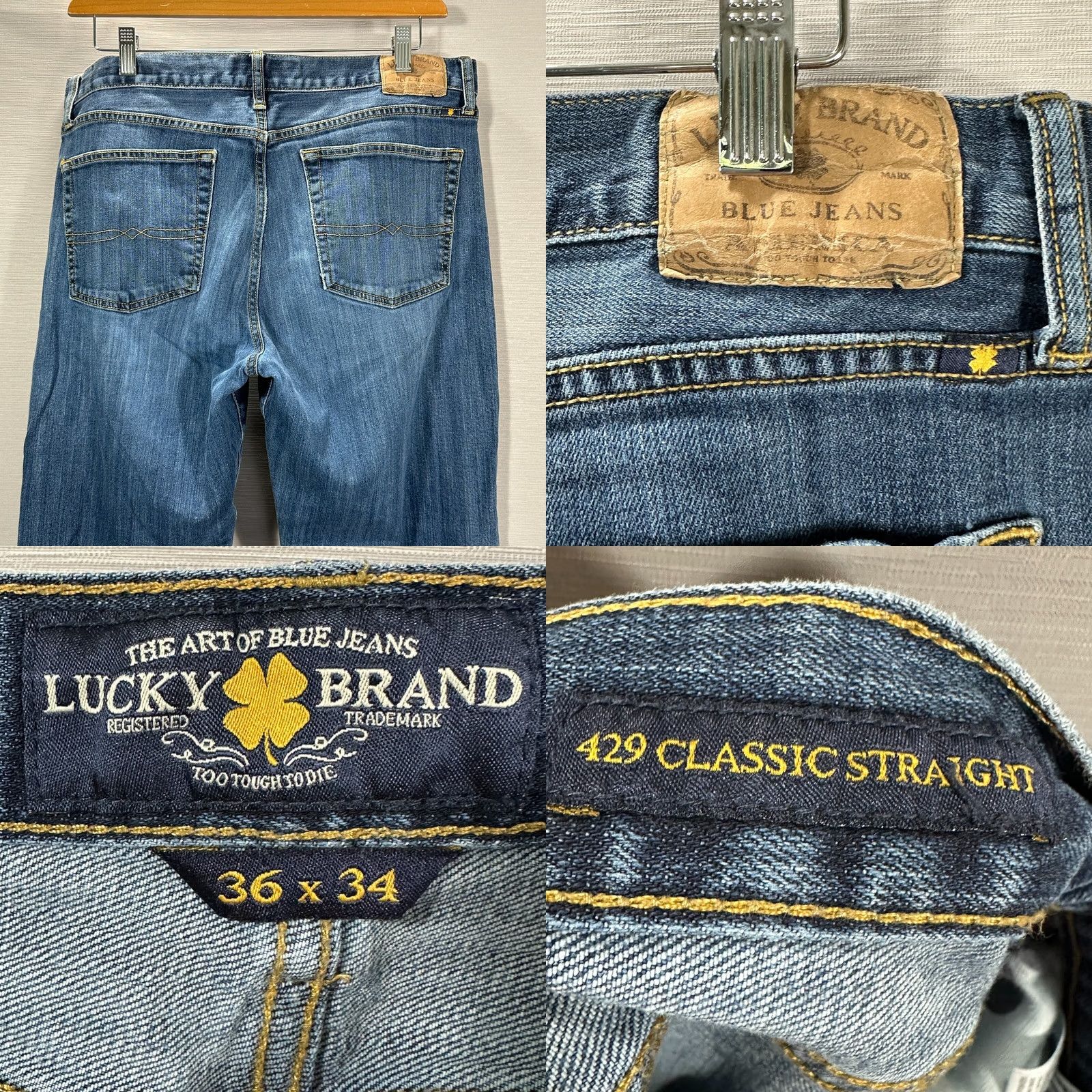Lucky Brand Lucky Brand Jeans Mens 36 Classic Straight Medium Wash Cotton Hole in Knee 429 Size US 36 / EU 52 - 8 Thumbnail