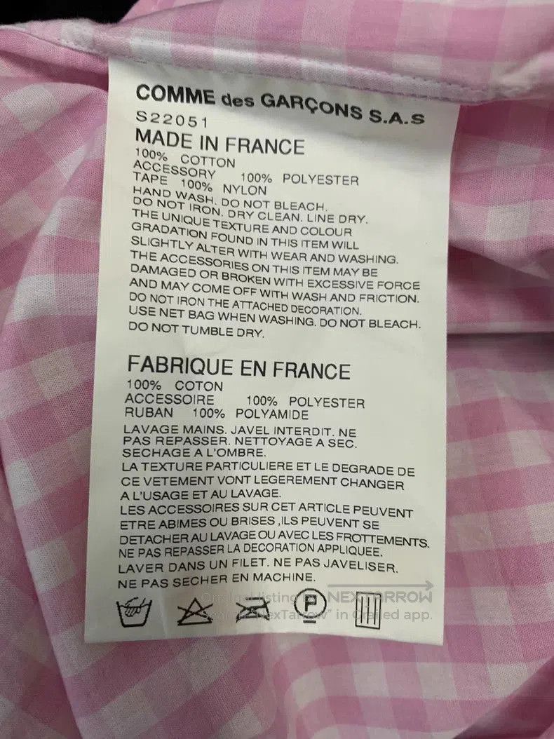Comme des Garcons COMME DES GARCONS Pink Check Shirt. Size US S / EU 44-46 / 1 - 4 Thumbnail