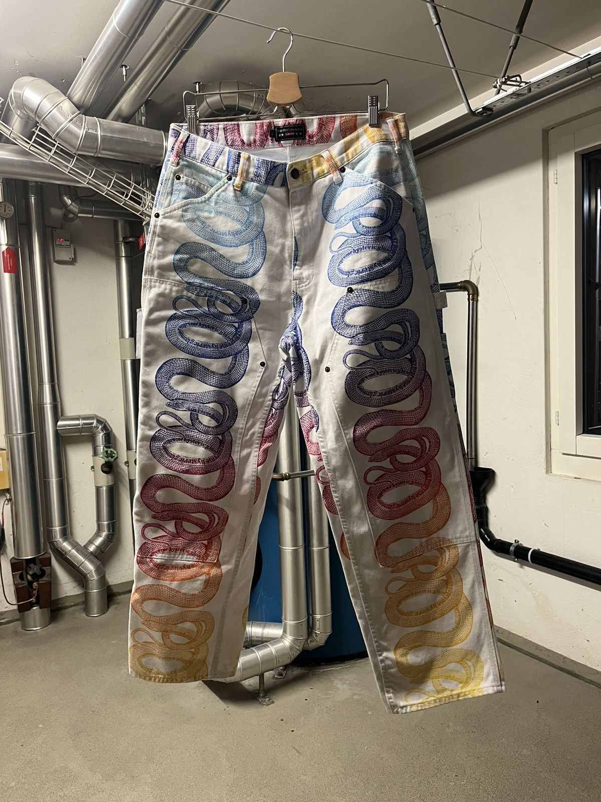 Supreme SUPREME HYSTERIC GLAMOUR SNAKE DOUBLE KNEE DENIM PAINTERPANT |  Grailed