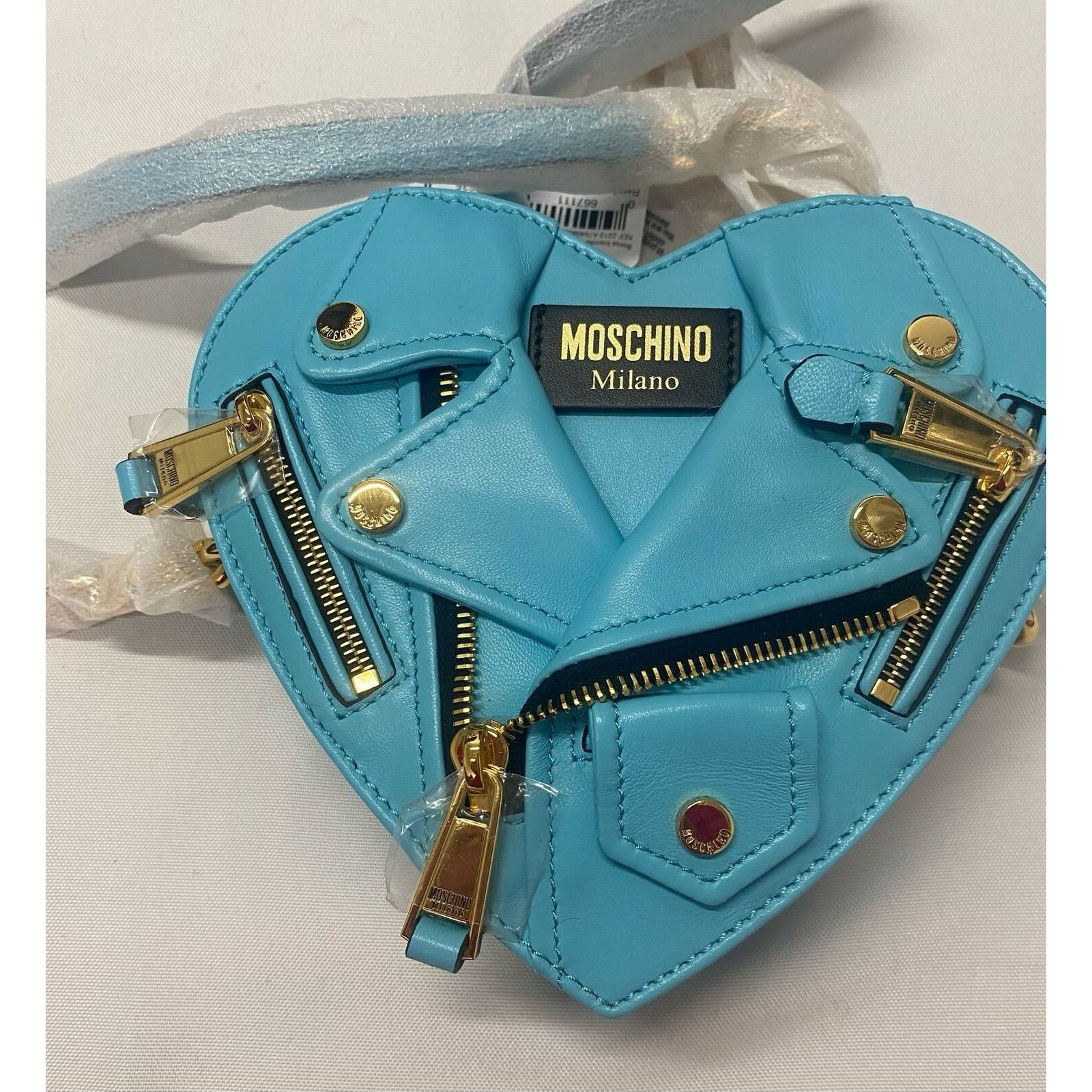 Moschino SS22 MOSCHINO Couture Jeremy Scott Turquoise Heart Biker Bag Size ONE SIZE - 10 Thumbnail