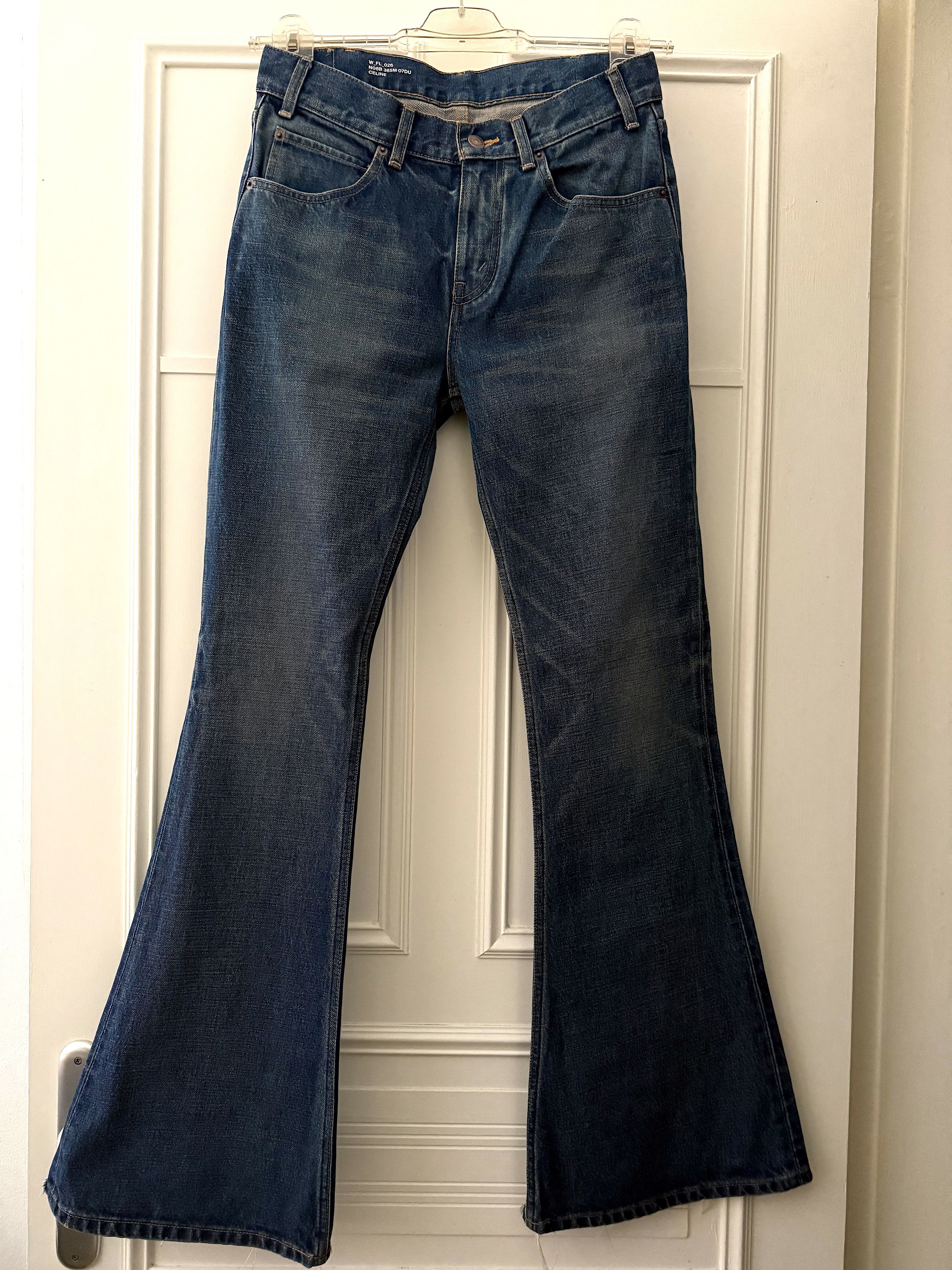 Celine × Hedi Slimane Celine flared jeans in broken twill blue