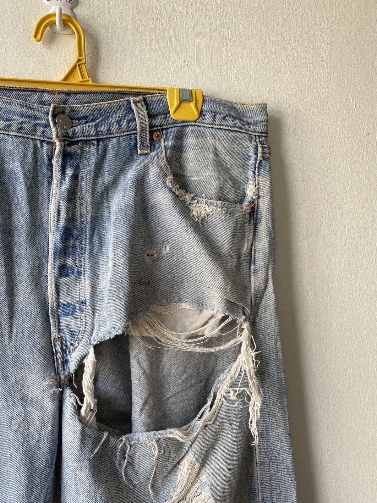 Levi's Vintage 90s Levi’s 501 Distressed Trashed Denim Size US 35 - 9 Thumbnail