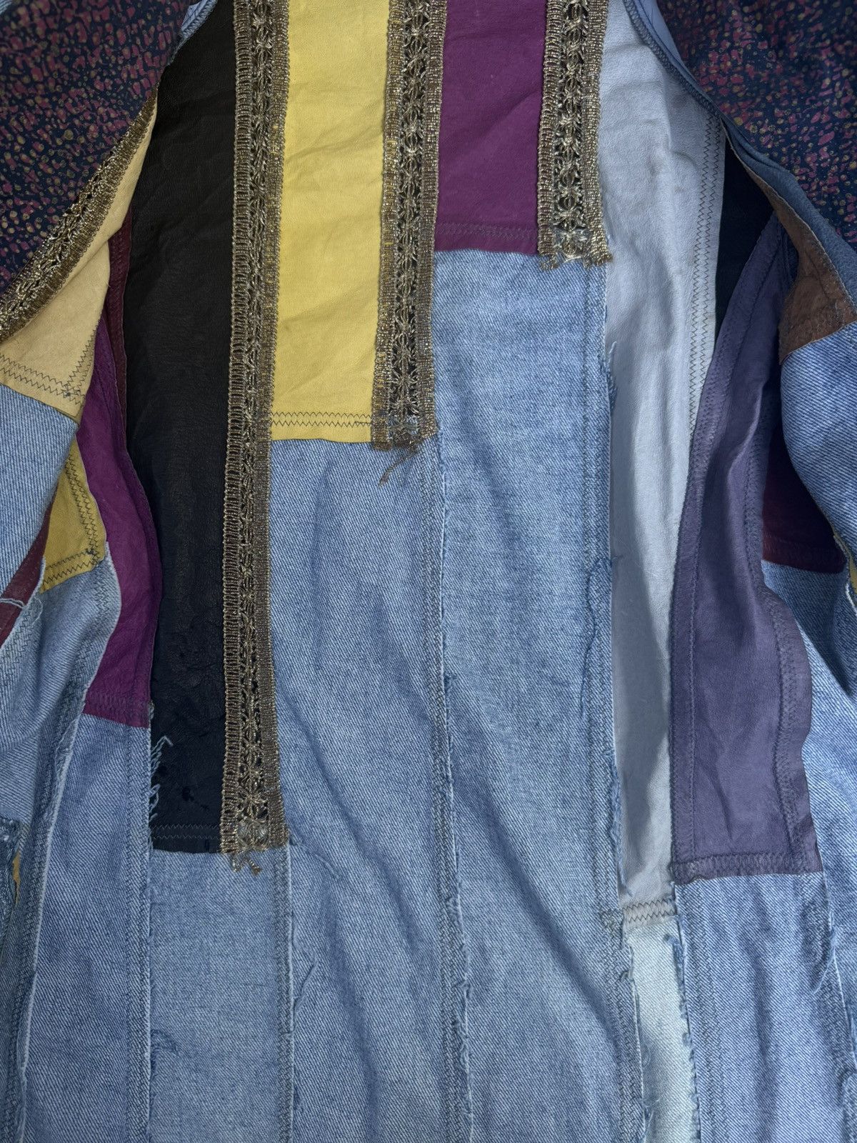 Roberto Cavalli 70's-80's Roberto Cavalli Denim & Leather Patchwork Blazer Size S / US 4 / IT 40 - 4 Thumbnail