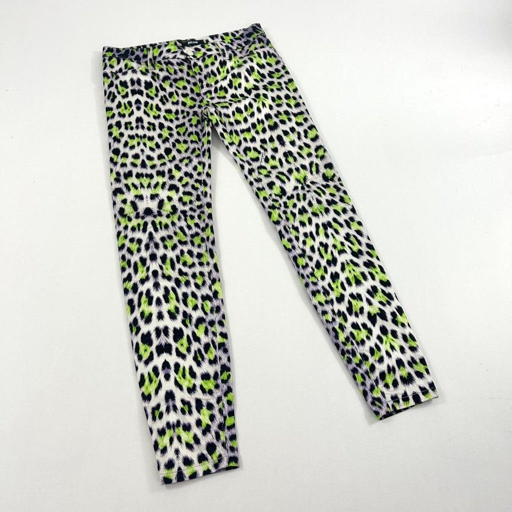 Just Cavalli y2k Cavalli white green and black leopard print jeans Size 31" - 1 Thumbnail