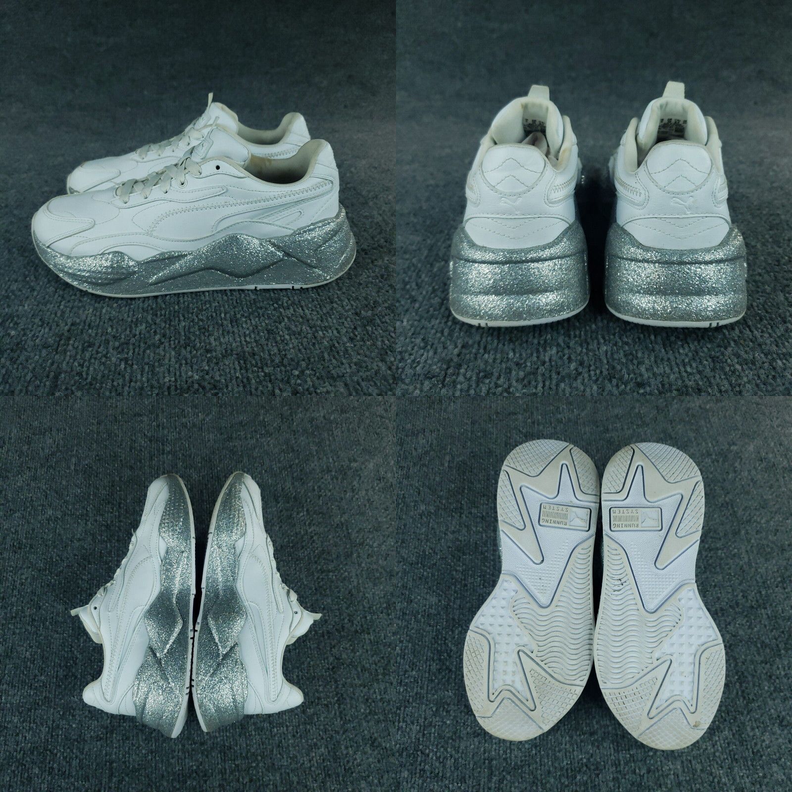 Puma Puma RS X3 Glitz Shoes Womens 8.5 White Silver Running Sneakers 372647-01 Size ONE SIZE - 4 Preview
