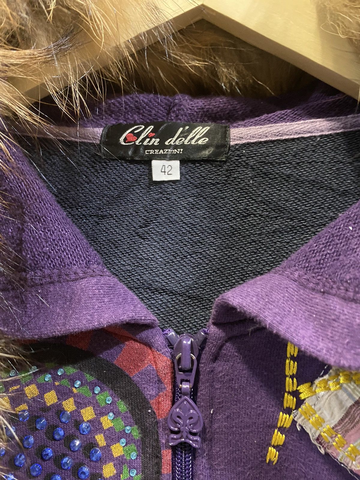 Vintage Clin Delle Postmail Stamp Art Flower FurrHoodie Size US L / EU 52-54 / 3 - 4 Thumbnail