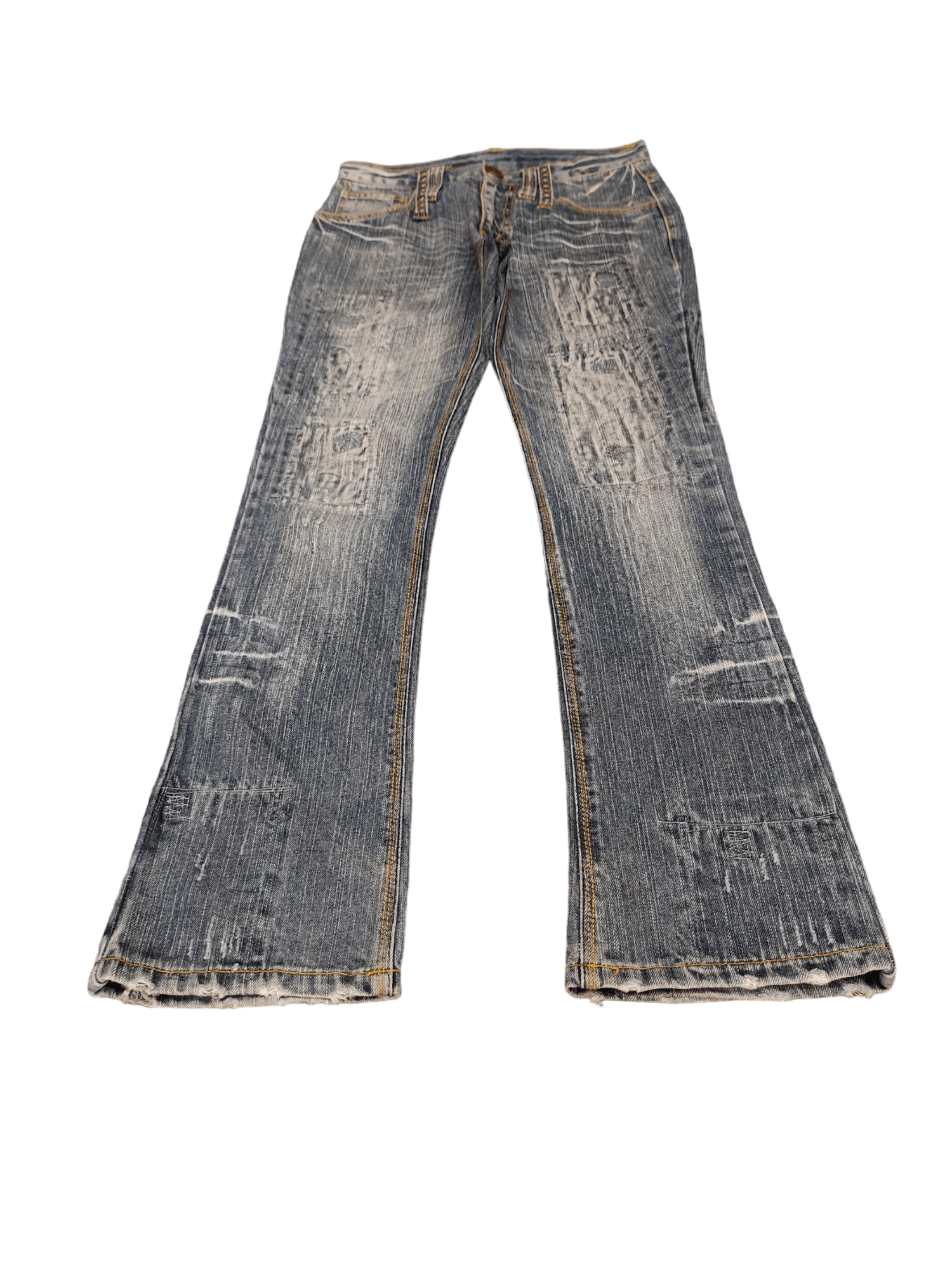 If Six Was Nine Flare Jeans FS Studded Distress Faded Boot Cut Y2k Mudmax Size US 30 / EU 46 - 2 Thumbnail