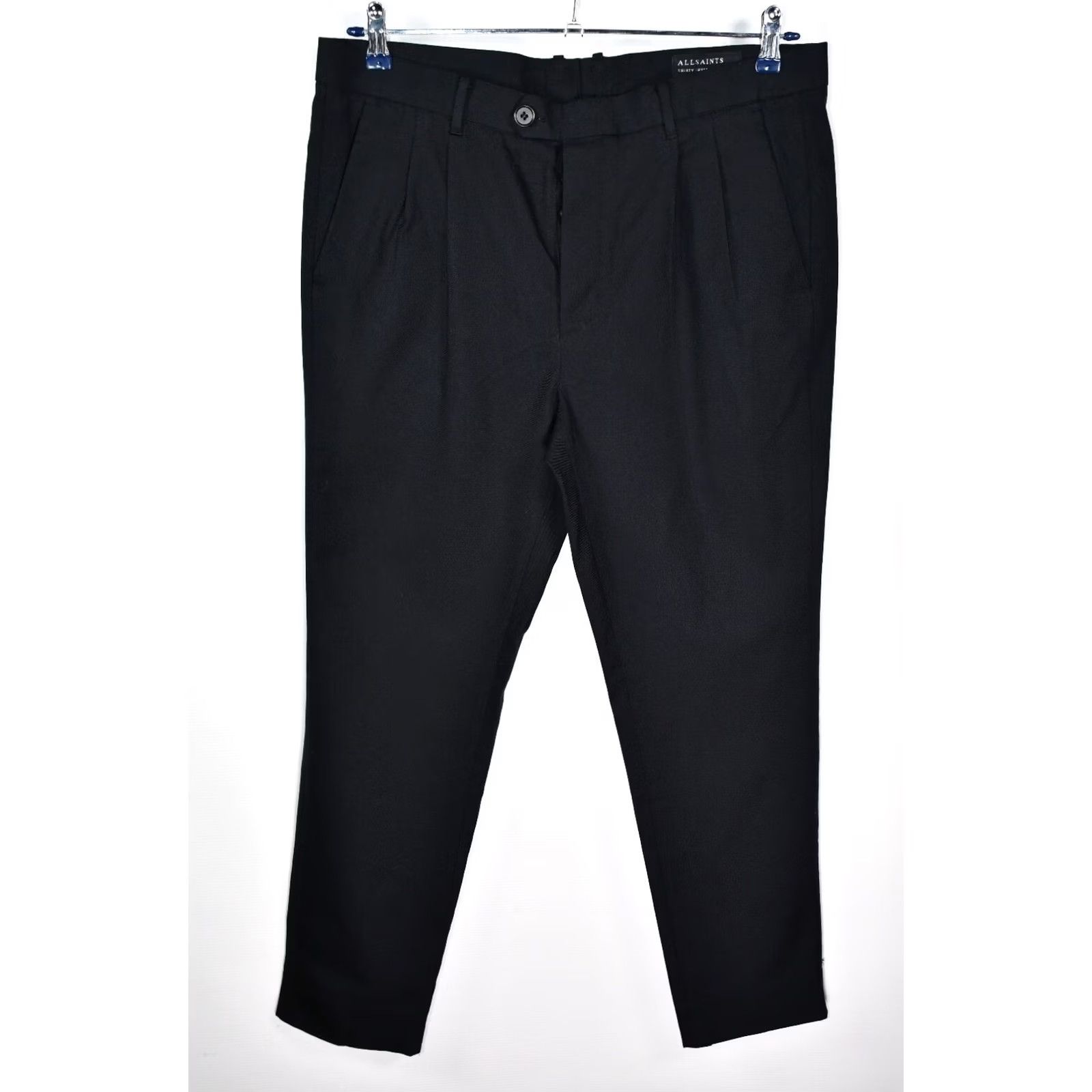 Allsaints AllSaints Tallis Trousers Men's Cropped Slim Fit Wool Blend Black 33 Waist 72cm Inseam 28.35in Front Rise 11.81in Vintage No Casual Pants Size US 33 - 2 Thumbnail
