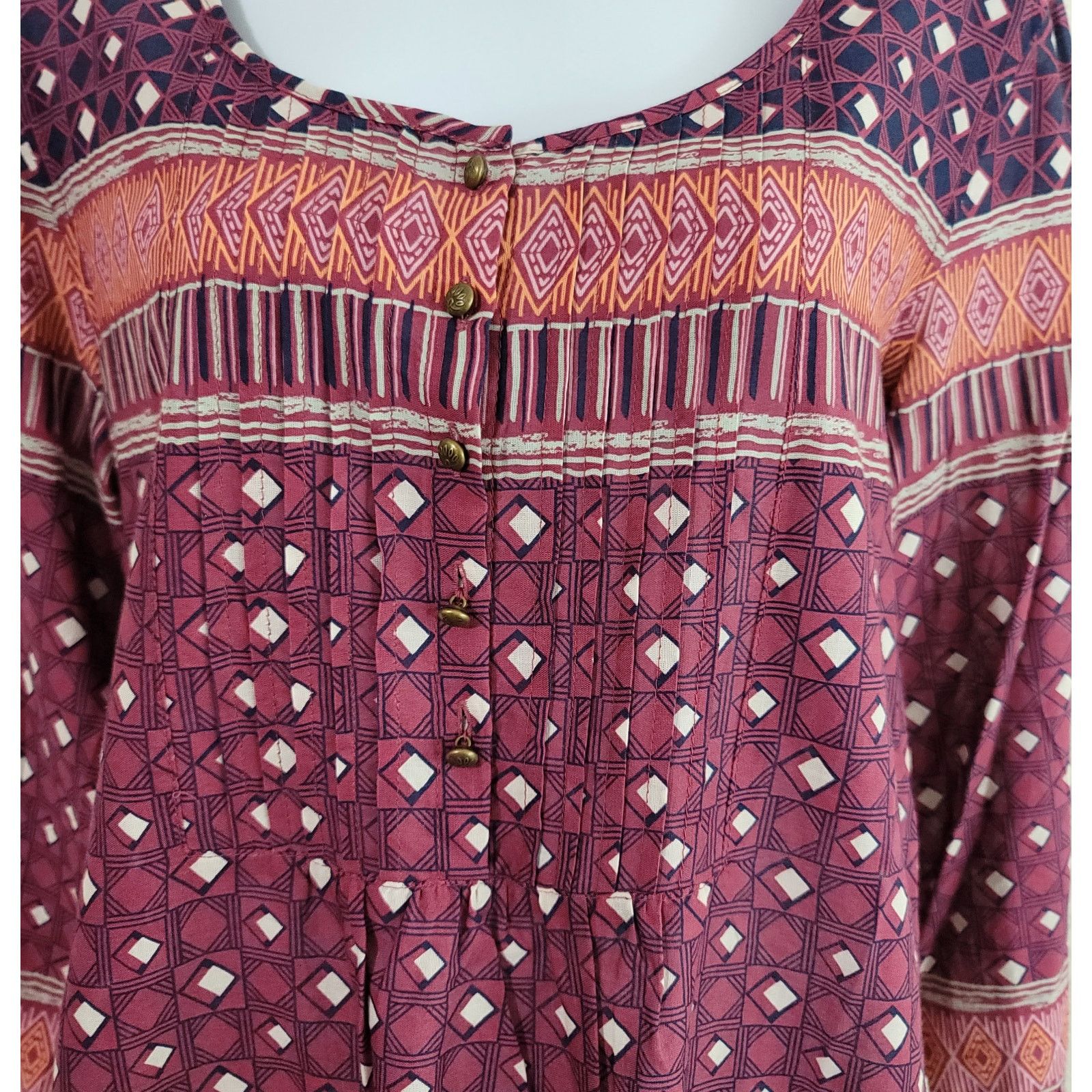 Other Bob Timberlake Purple Blue Geo Pleated Front Tunic Top Large Size L / US 10 / IT 46 - 2 Thumbnail