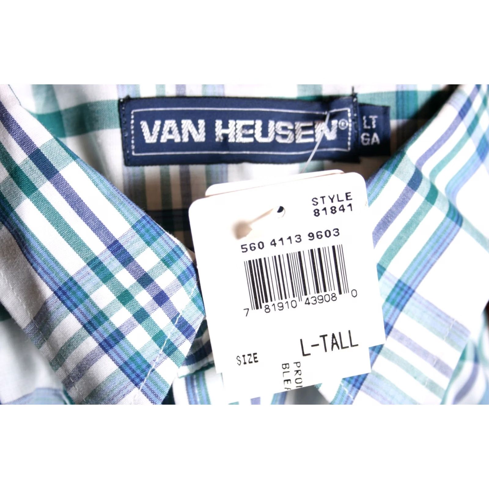 Van Heusen VINTAGE Van Heusen Shirt Plaid Button-Front Short Sleeve LT Big & Tall Mens Blue Green Size LT Size US L / EU 52-54 / 3 - 5 Thumbnail